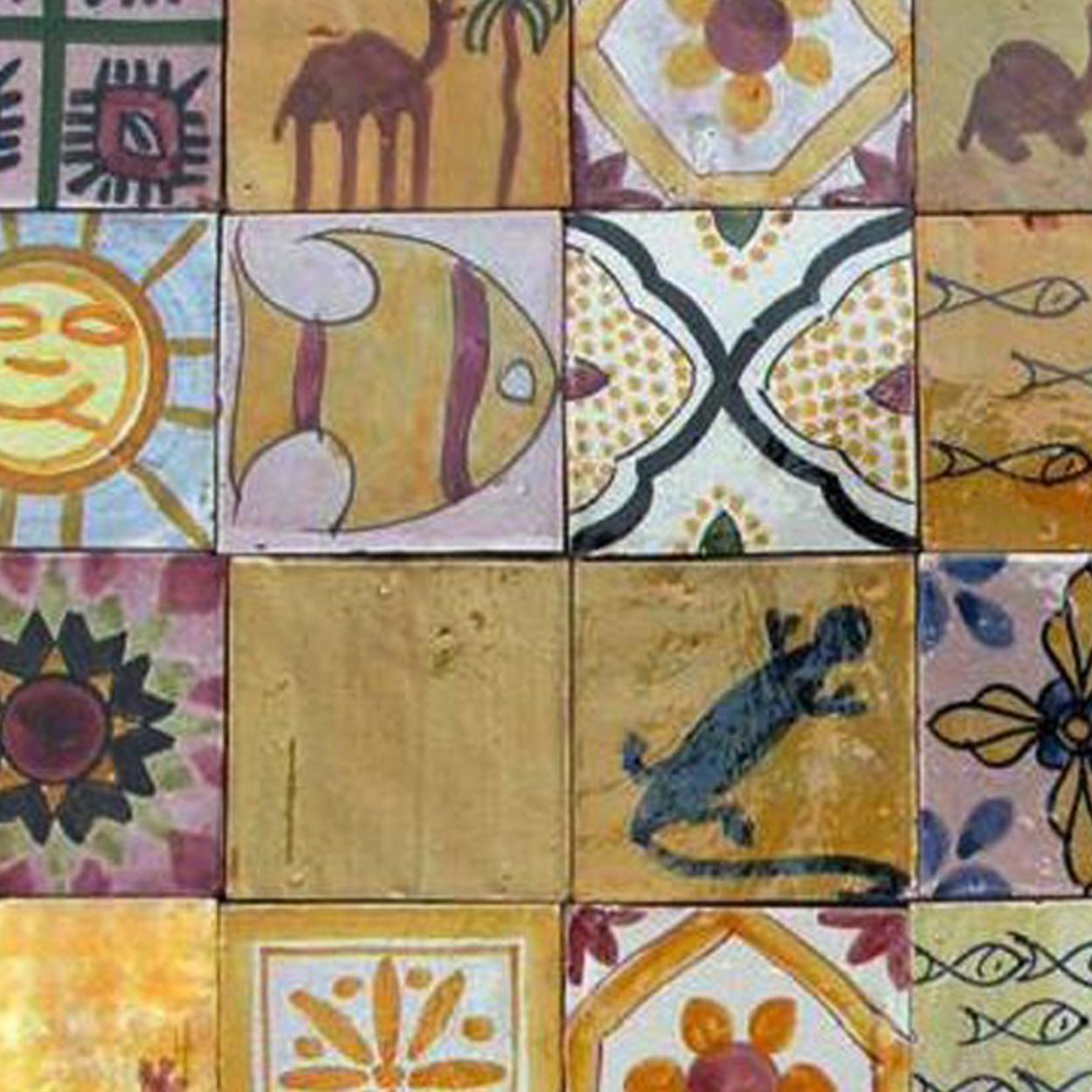 Large Colorful Berber Handmade Tile Panel, Morocco 2