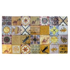 Large Colorful Berber Handmade Tile Panel, Morocco