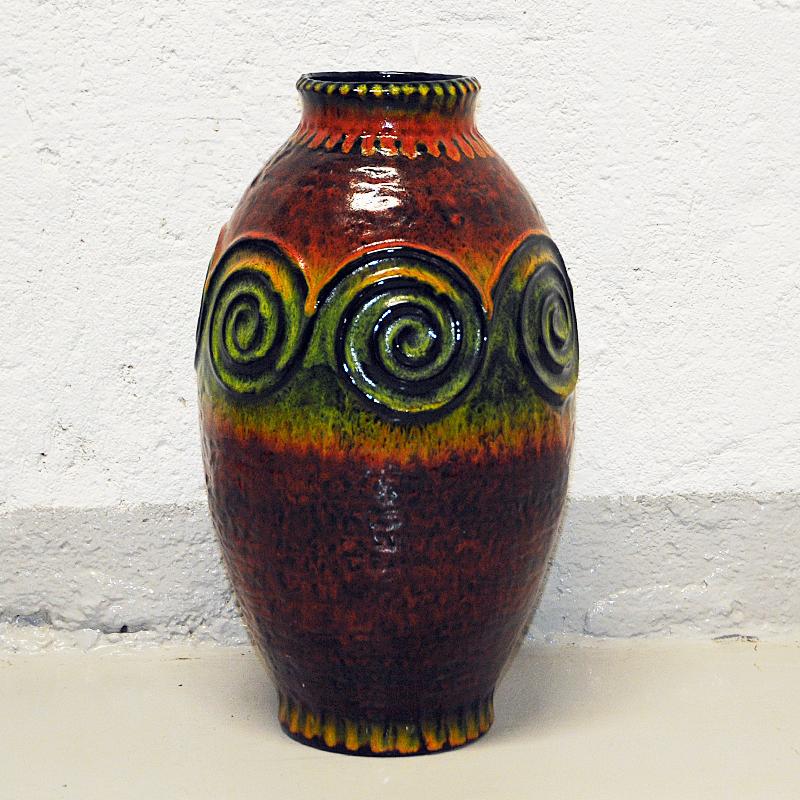 Large colorful Ceramic vintage vase West Germany 1970s For Sale 1