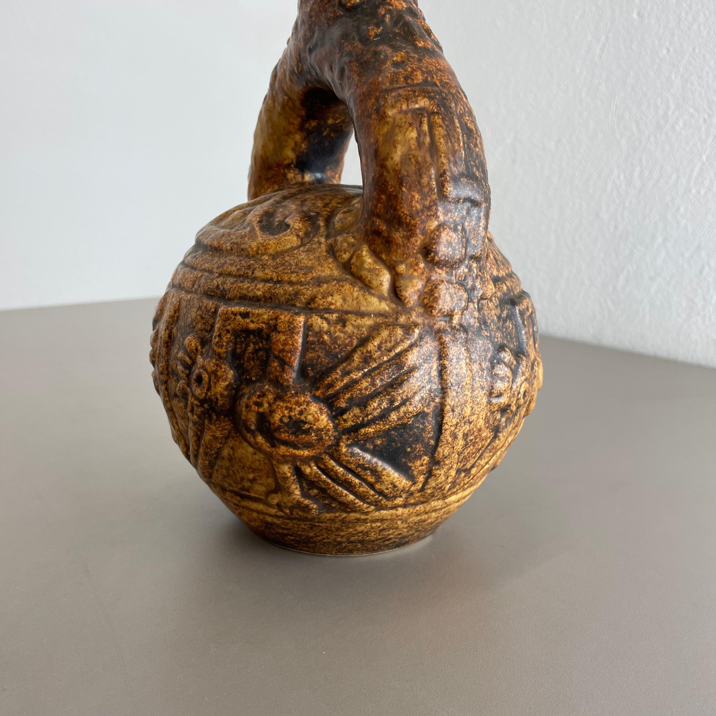 Große farbenfrohe Fat Lava-Keramik „Maya Tiki“ Vase von Jasba Ceramics, Deutschland 1970 im Angebot 8