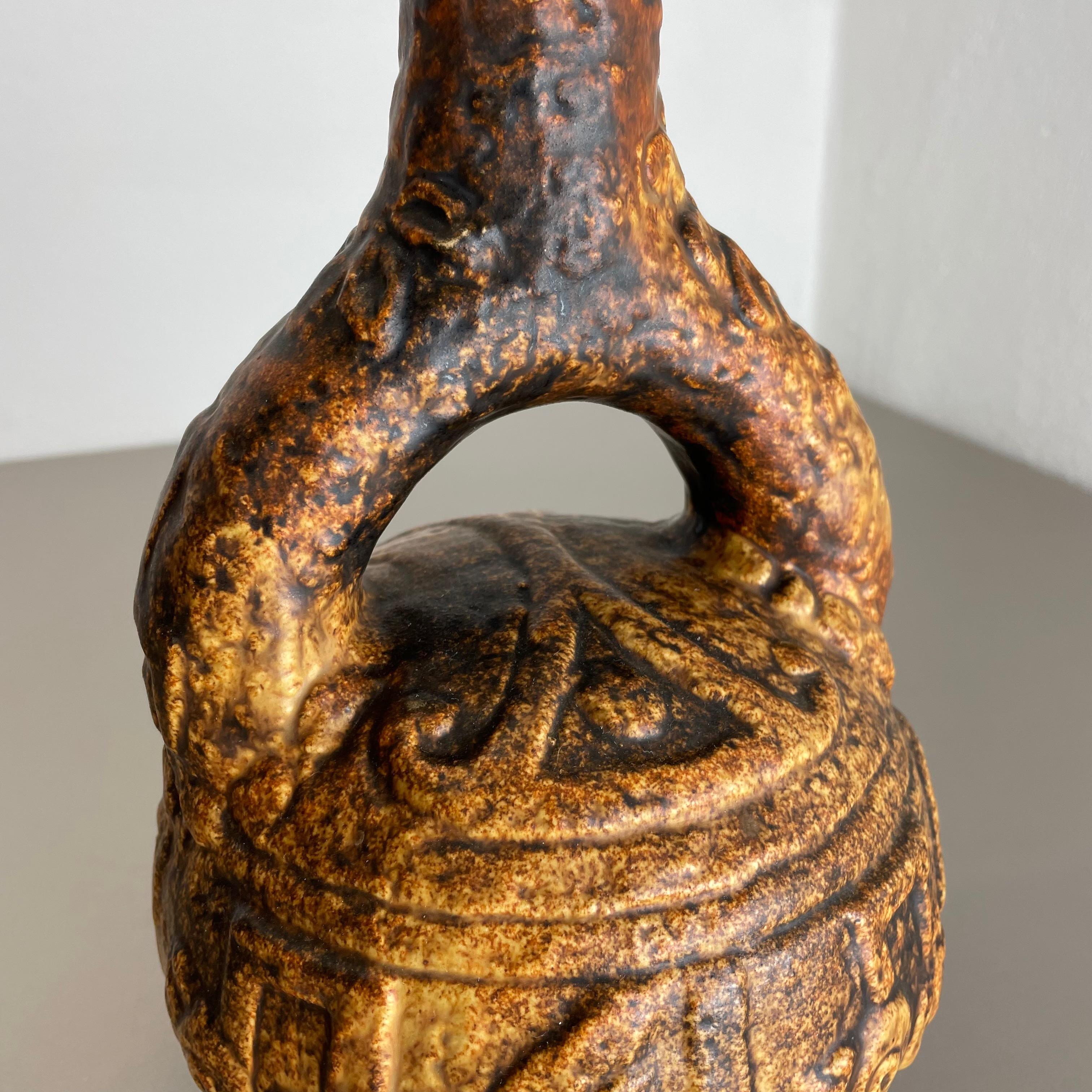 Große farbenfrohe Fat Lava-Keramik „Maya Tiki“ Vase von Jasba Ceramics, Deutschland 1970 im Angebot 10