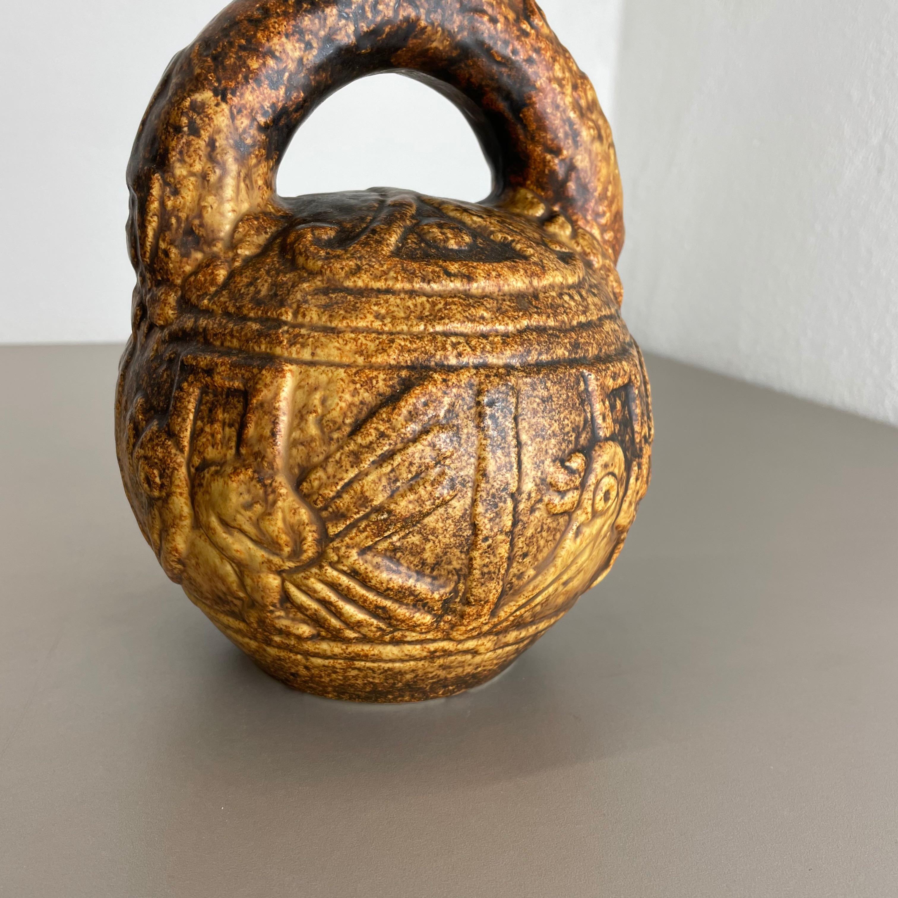 Große farbenfrohe Fat Lava-Keramik „Maya Tiki“ Vase von Jasba Ceramics, Deutschland 1970 im Angebot 11