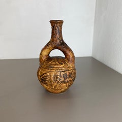 Large Colorful Fat Lava Pottery "Maya Tiki" Vase by Jasba Ceramics, Germany 1970