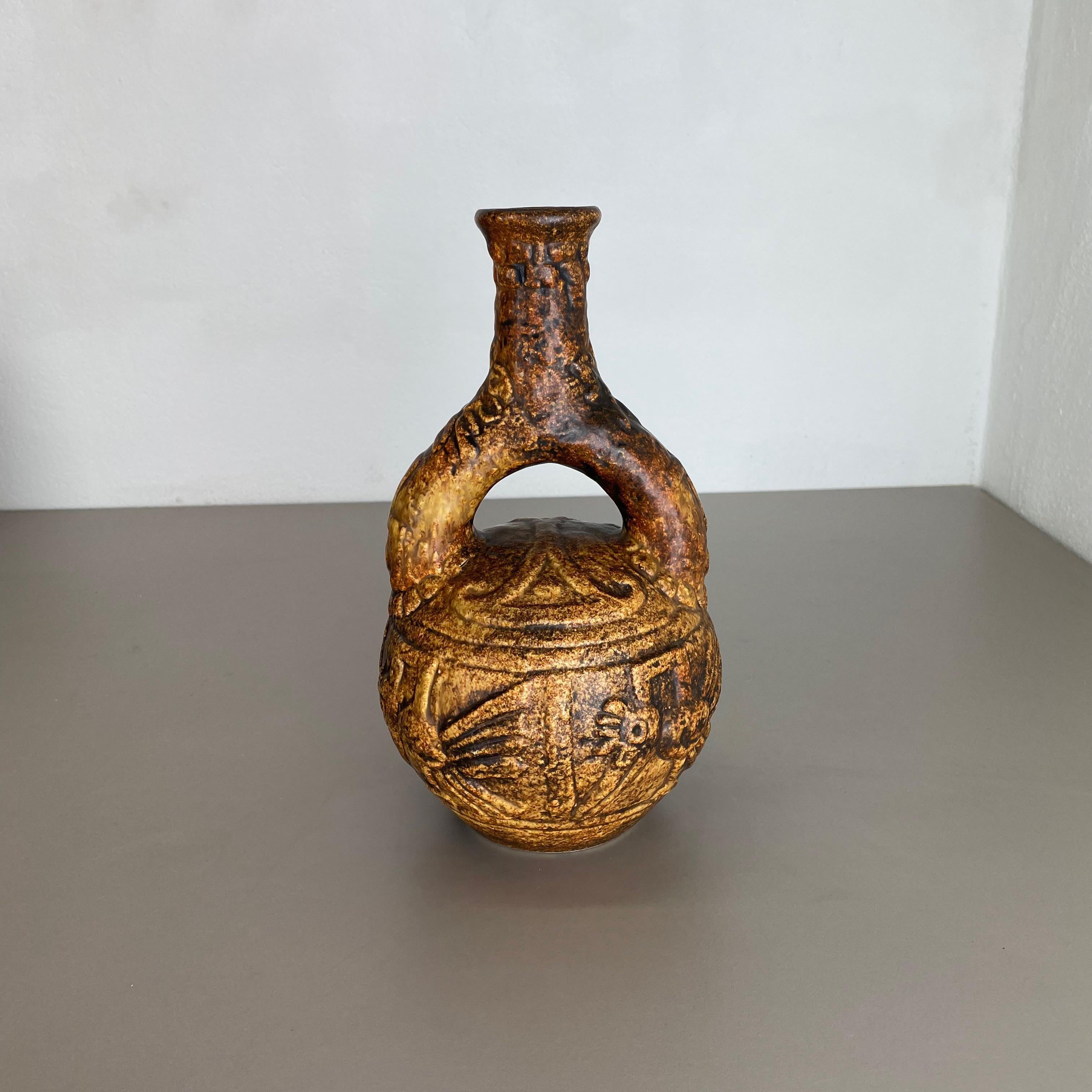 Große farbenfrohe Fat Lava-Keramik „Maya Tiki“ Vase von Jasba Ceramics, Deutschland 1970 im Zustand „Gut“ im Angebot in Kirchlengern, DE