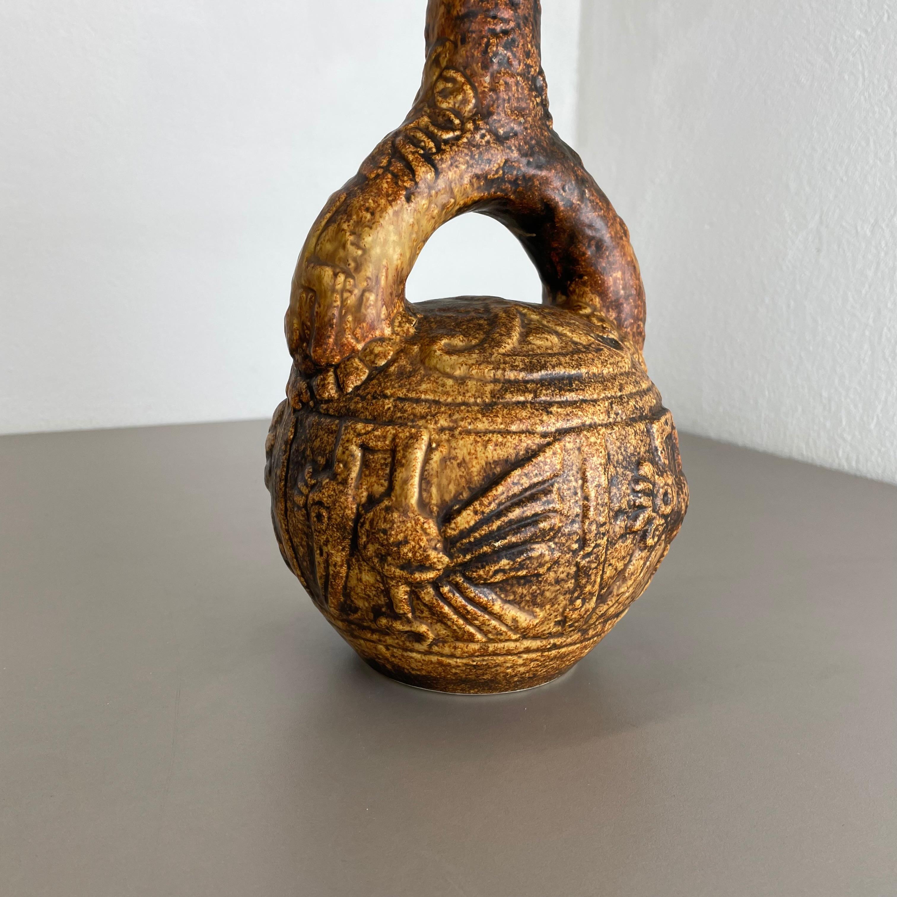 Große farbenfrohe Fat Lava-Keramik „Maya Tiki“ Vase von Jasba Ceramics, Deutschland 1970 (20. Jahrhundert) im Angebot