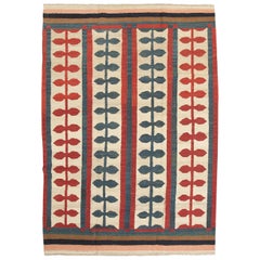 Large Colorful Flat-Weave Rug