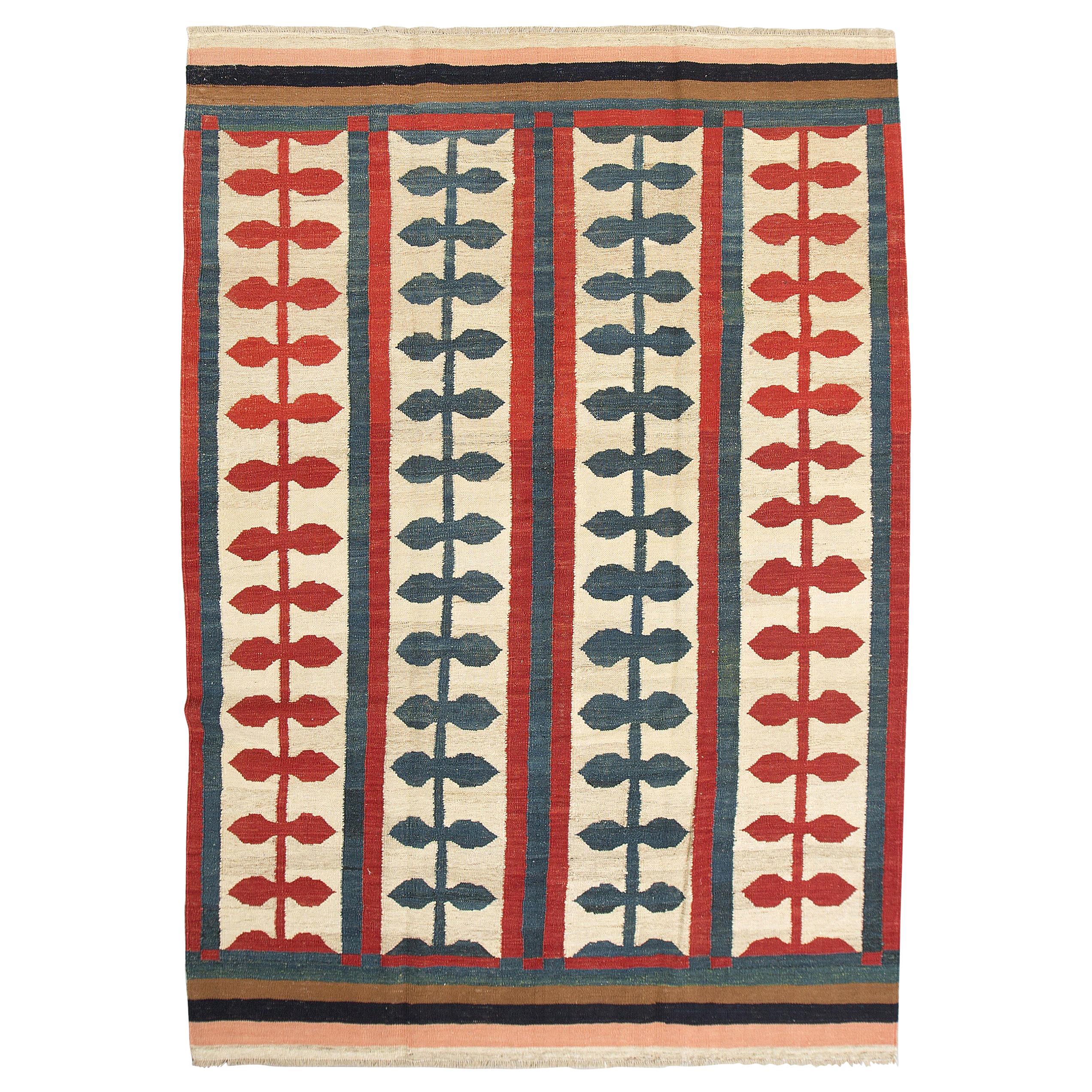 Large Colorful FlatWeave Rug For Sale at 1stDibs