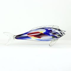 Large Colorful Glass Fish Statue, Czechoslovakia 1960s