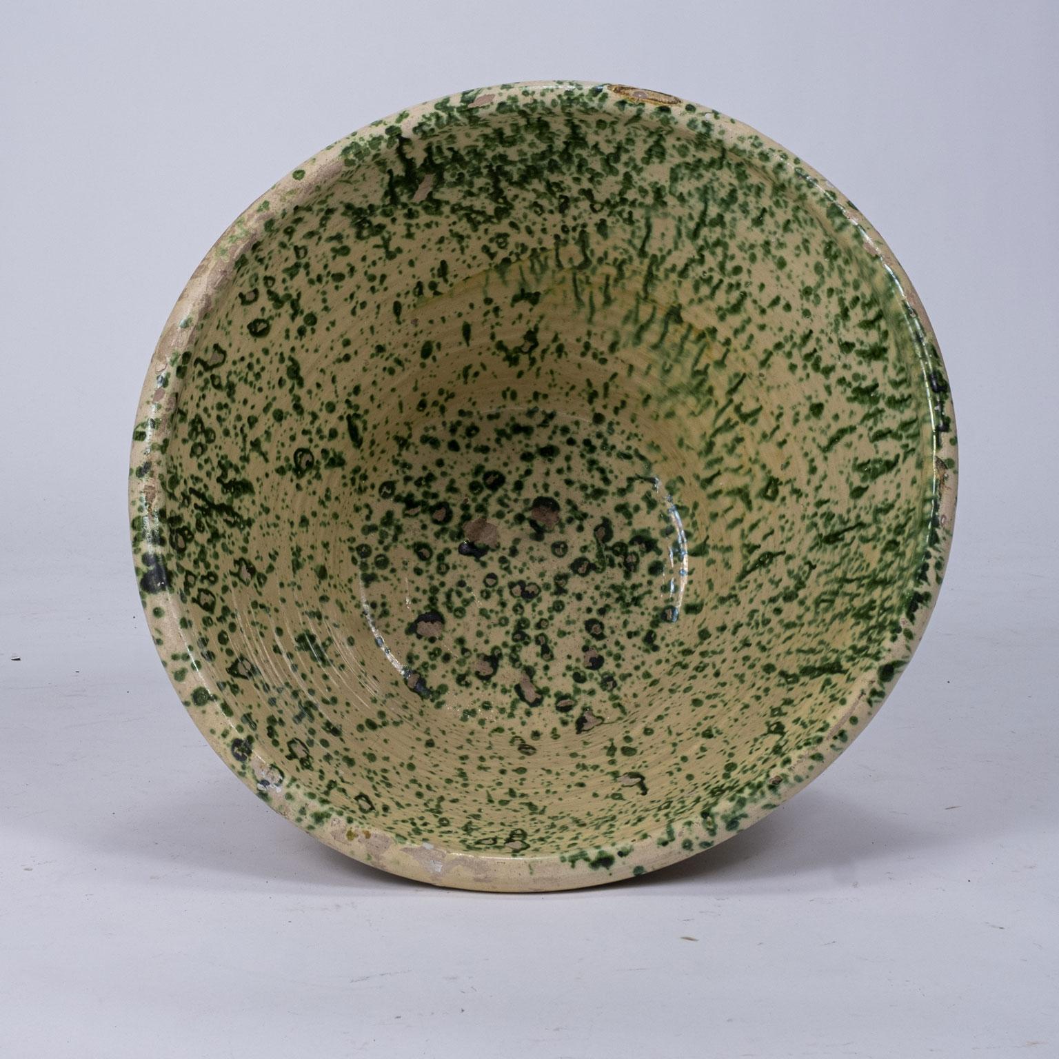 Large Colorful Glazed Terracotta Passata Bowl In Fair Condition For Sale In Houston, TX