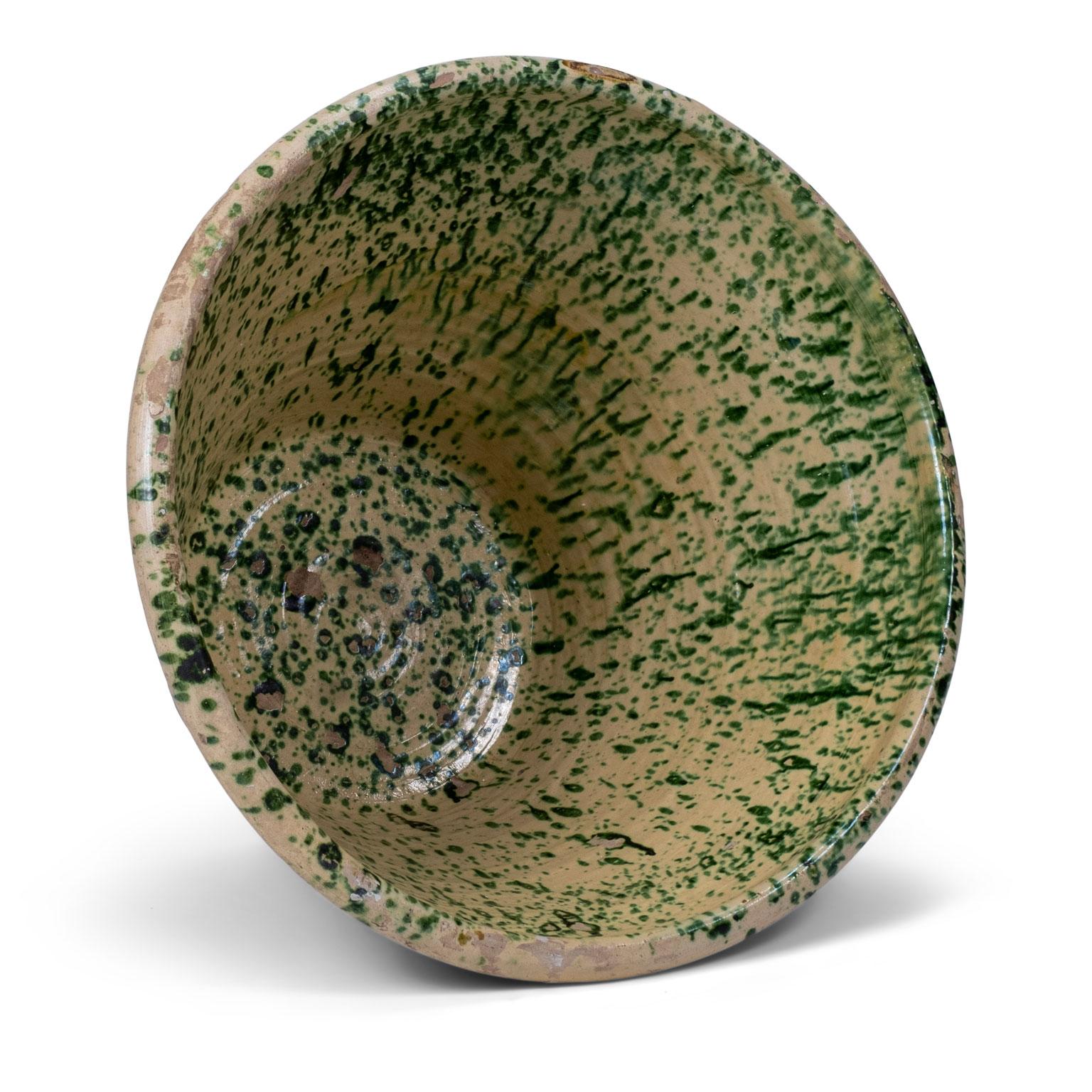 Large Colorful Glazed Terracotta Passata Bowl For Sale 1