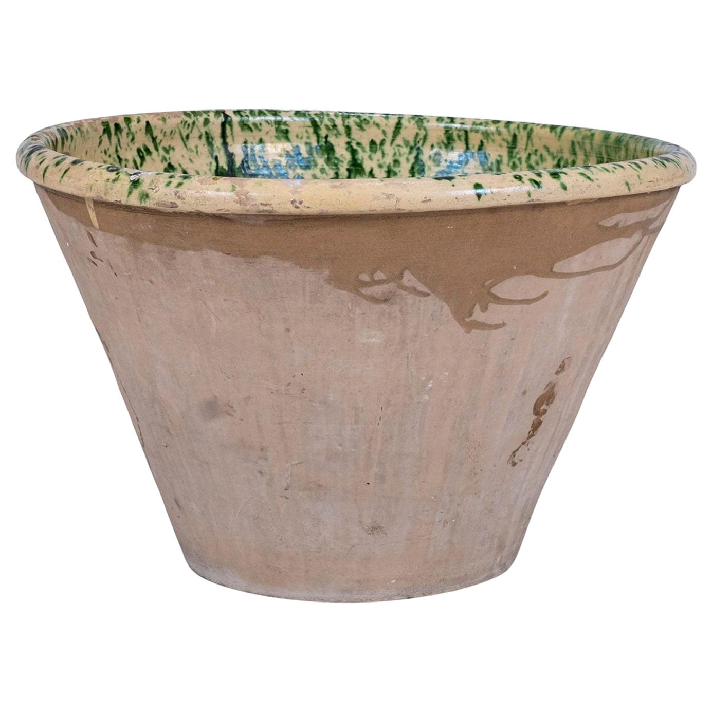Large Colorful Glazed Terracotta Passata Bowl For Sale