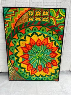 Large Colorful Green Meditative Painting by Carol Bertrand
