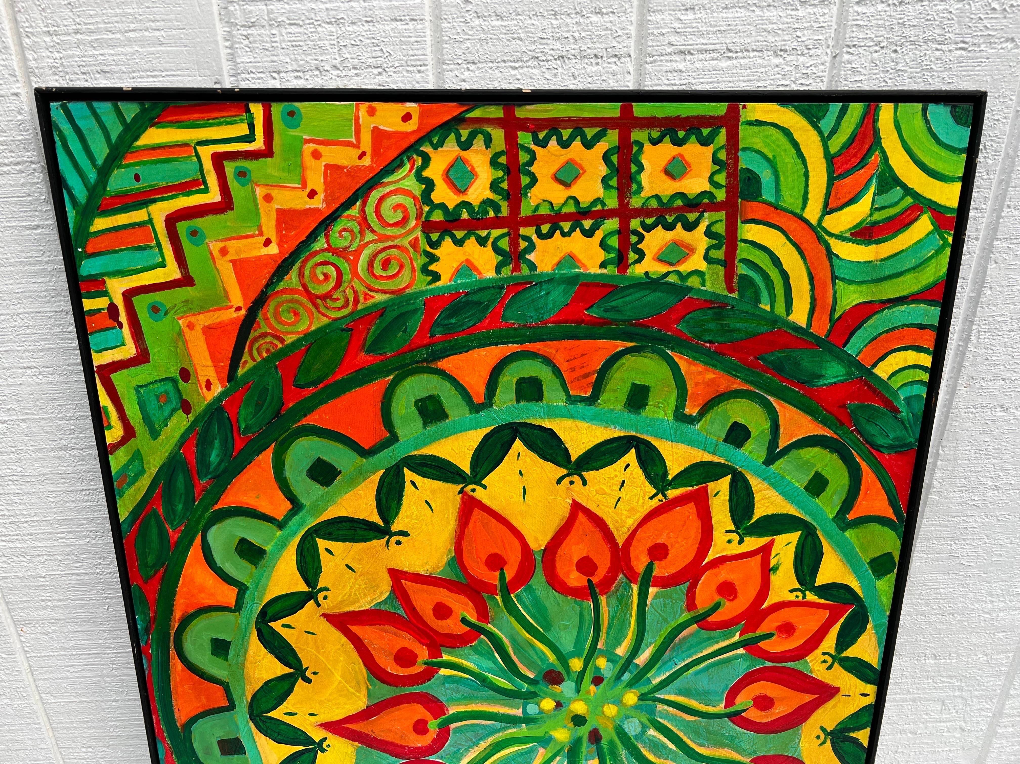 Bohémien Grande dipinto meditativo colorato Greene & Greene di Carol Bertrand in vendita