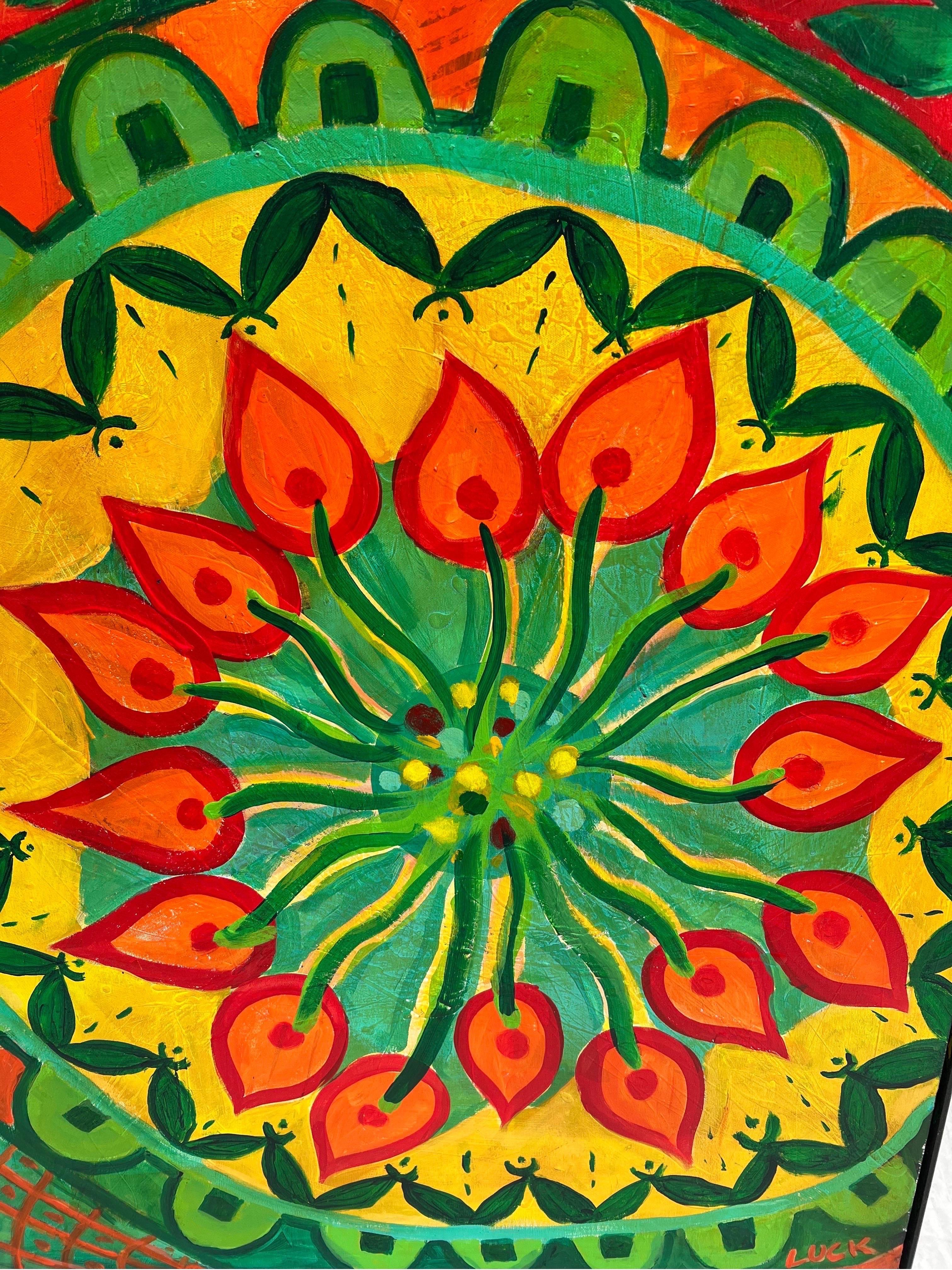 XXI secolo e contemporaneo Grande dipinto meditativo colorato Greene & Greene di Carol Bertrand in vendita