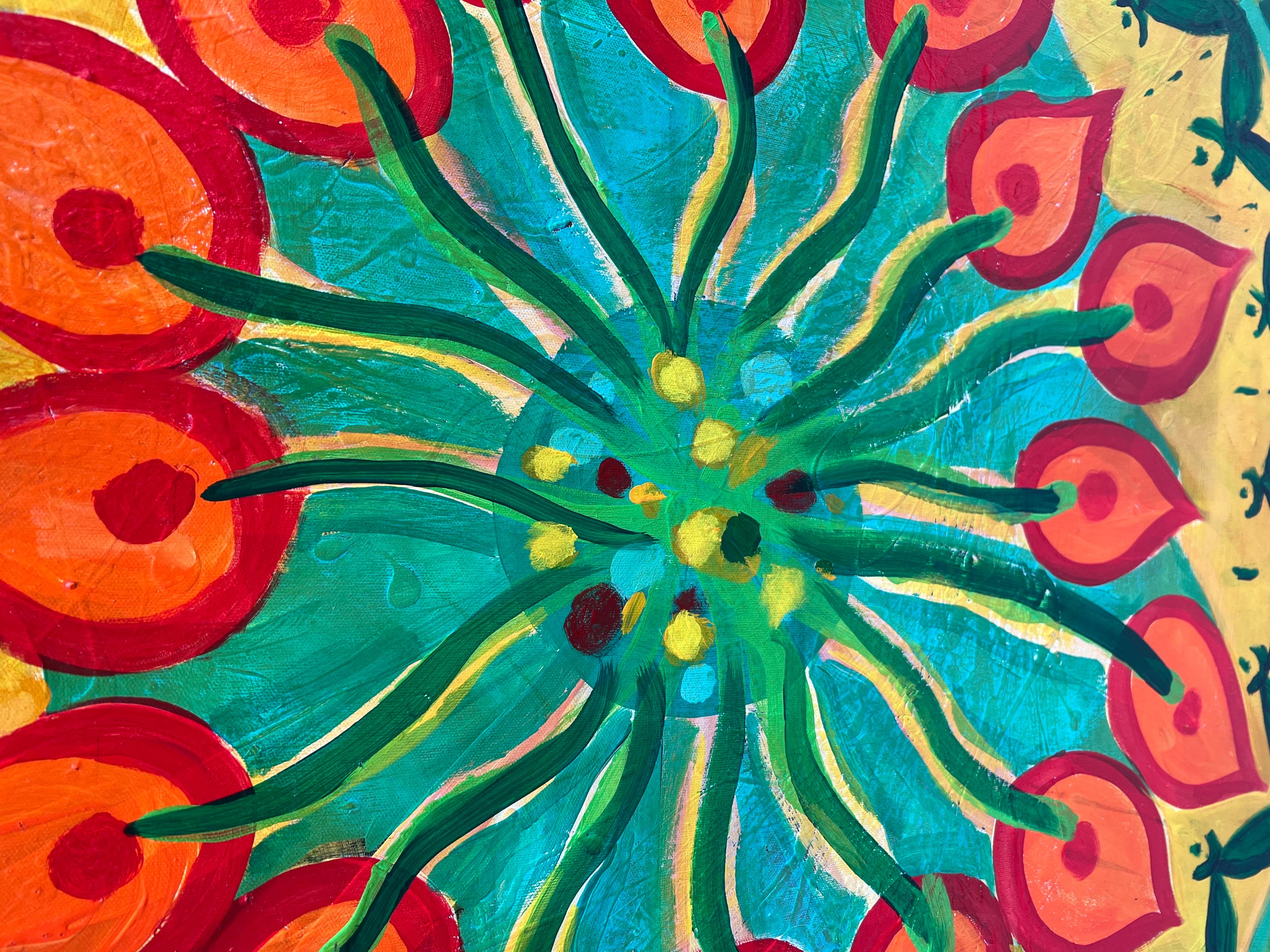Tela Grande dipinto meditativo colorato Greene & Greene di Carol Bertrand in vendita