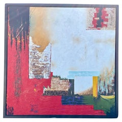 Large Colorful Impasto Abstract Oil Painting Signed 1990’s