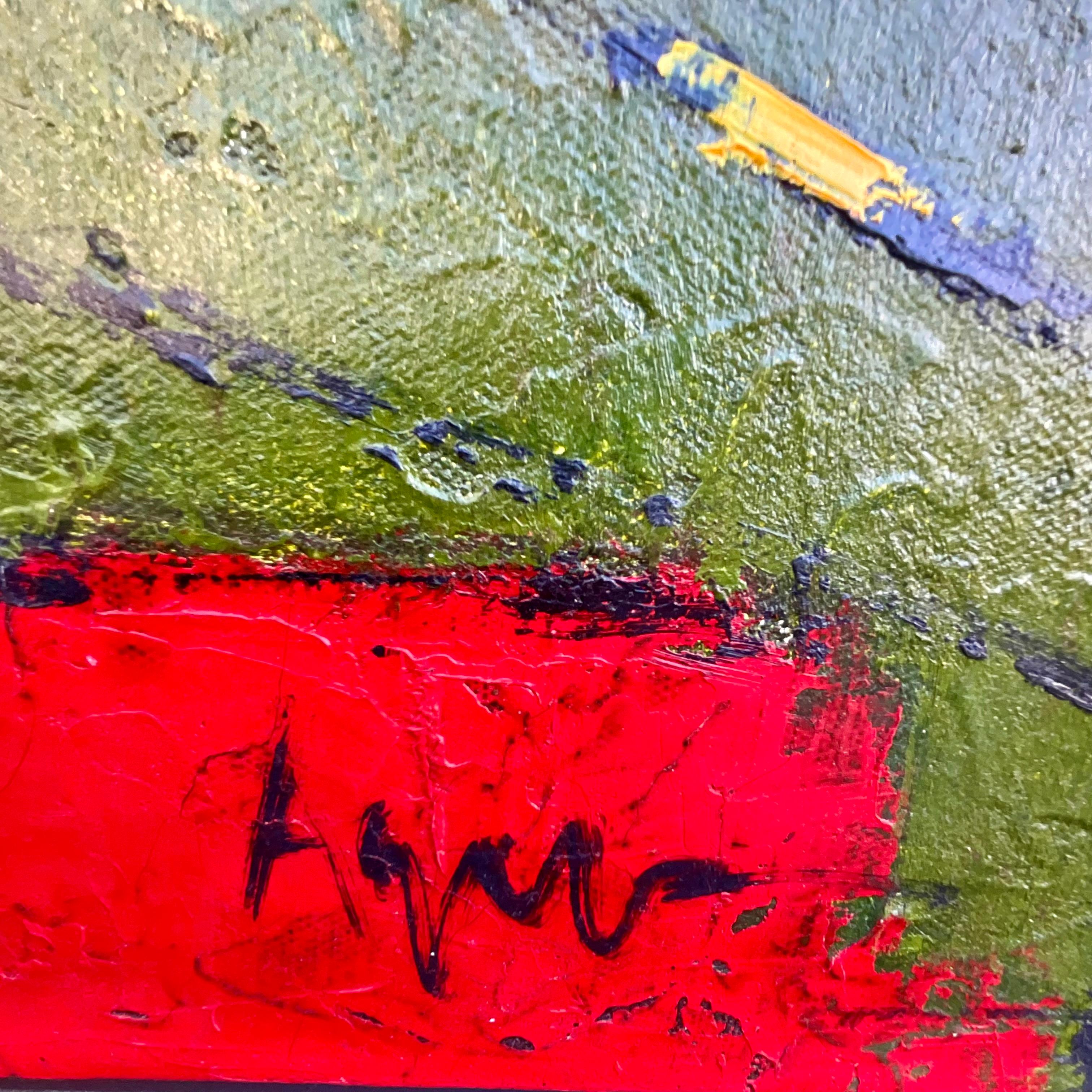Große bunte Impasto abstrakte Ölgemälde signiert 1990's (Ende des 20. Jahrhunderts) im Angebot