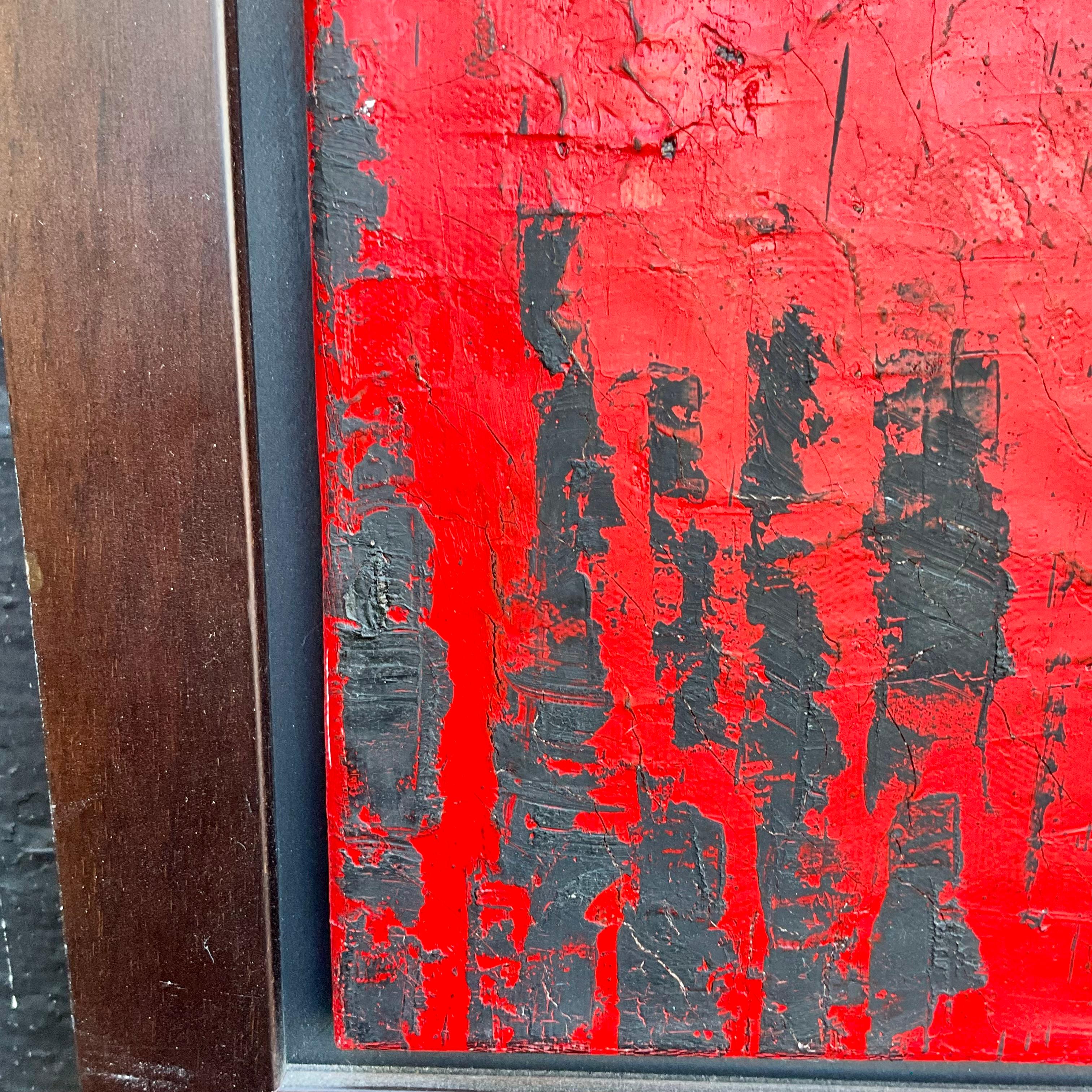 Große bunte Impasto abstrakte Ölgemälde signiert 1990's (Leinwand) im Angebot