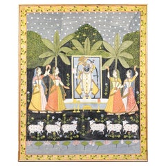 Large & Colorful Indian Pichwai Painting On Fabric