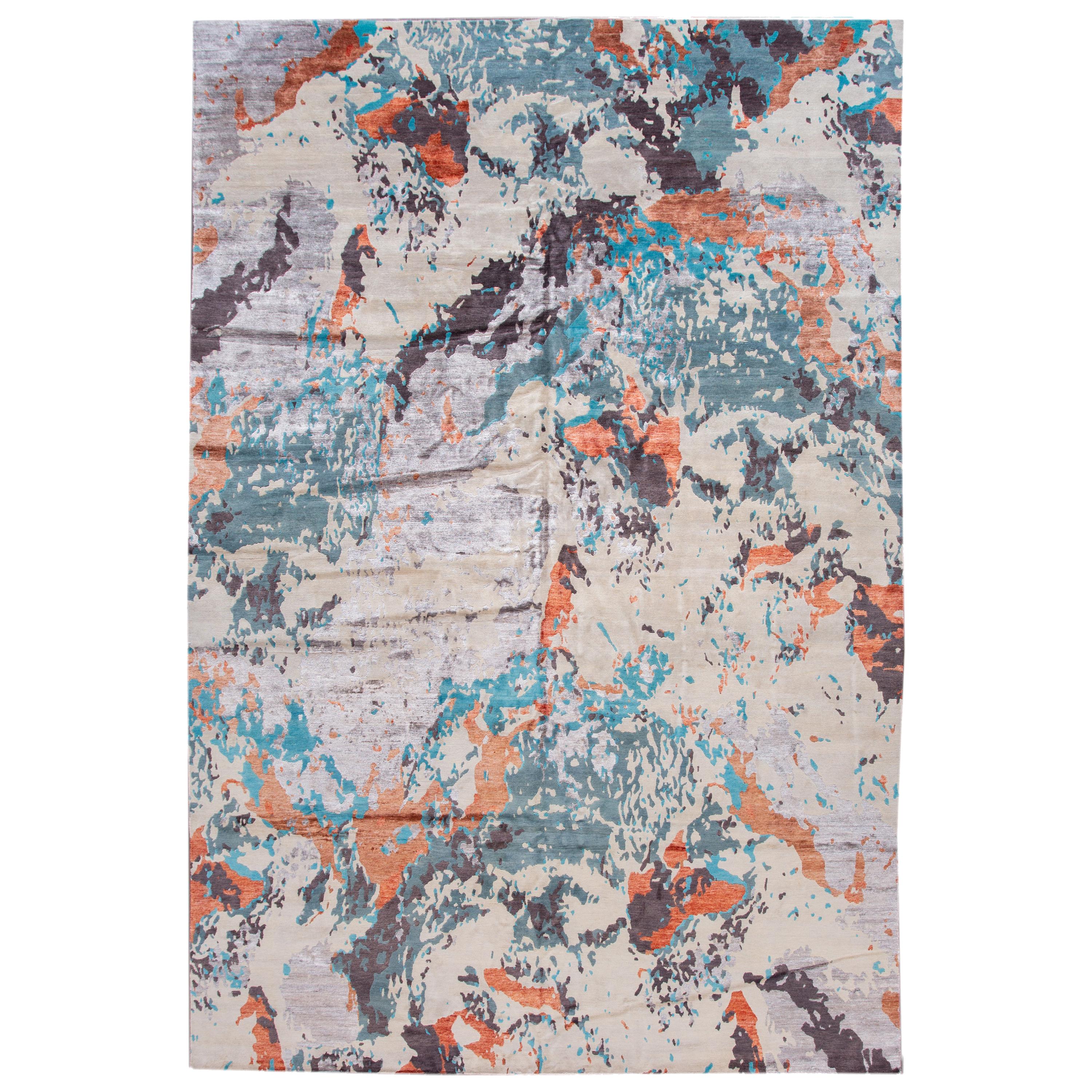 MidCentury Modern Della Robbia Joan Miro Wool Rug Tapestry Abstract at