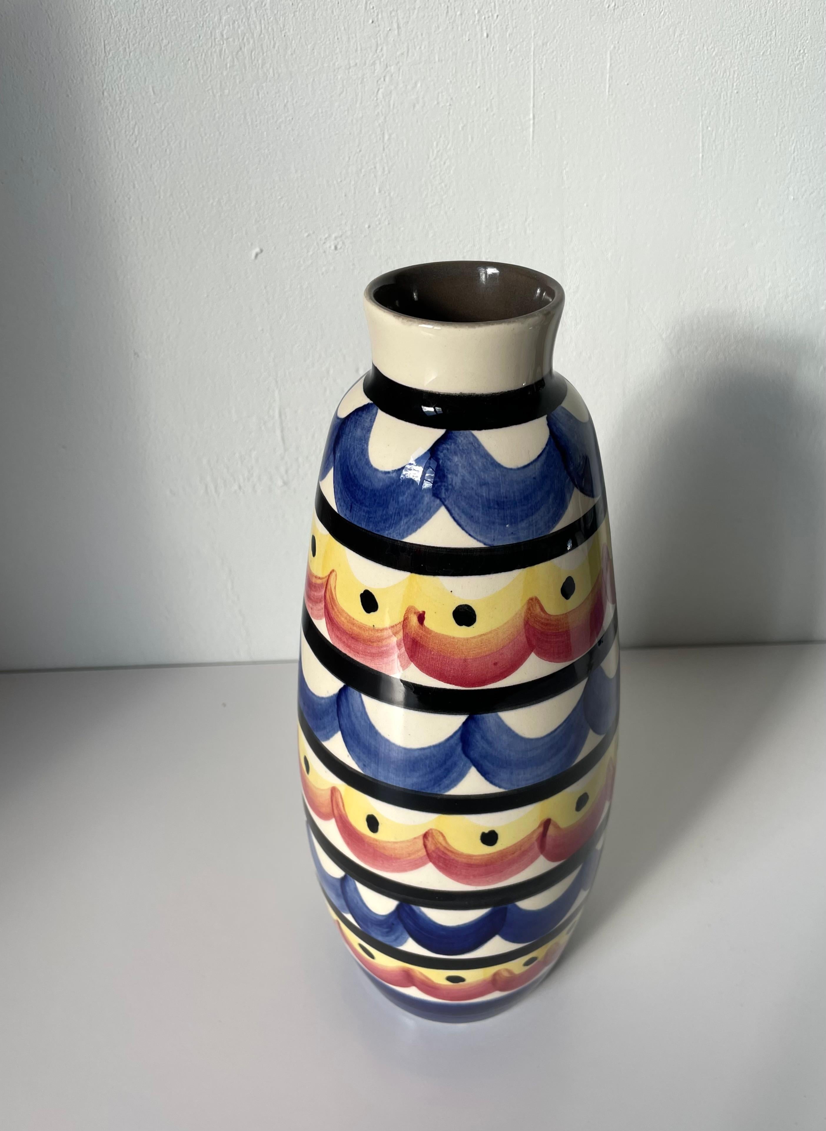 Large Strehla Colorful Maximalist Vase by Strehla, 1970s For Sale 2