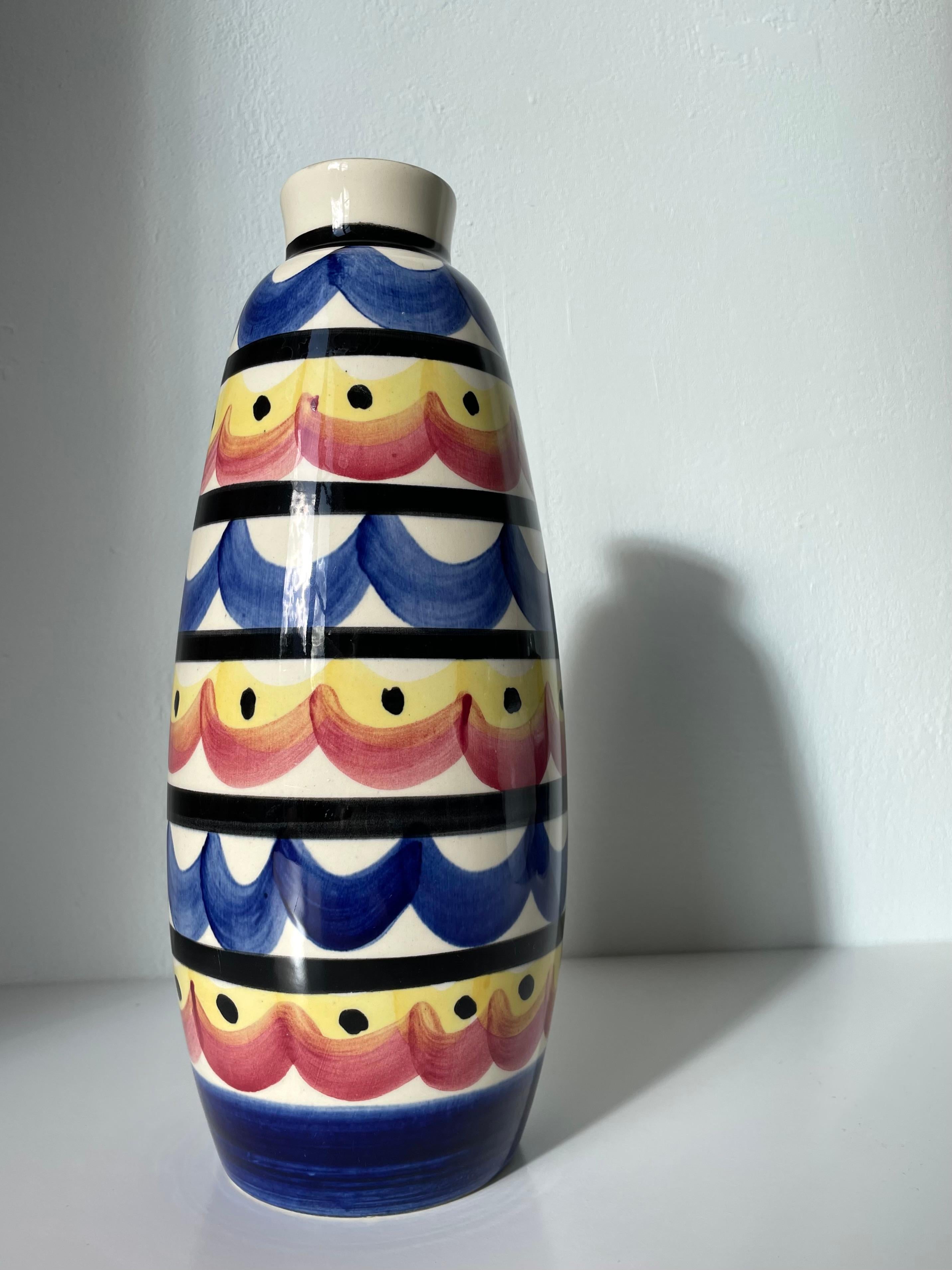 Large Strehla Colorful Maximalist Vase by Strehla, 1970s For Sale 3