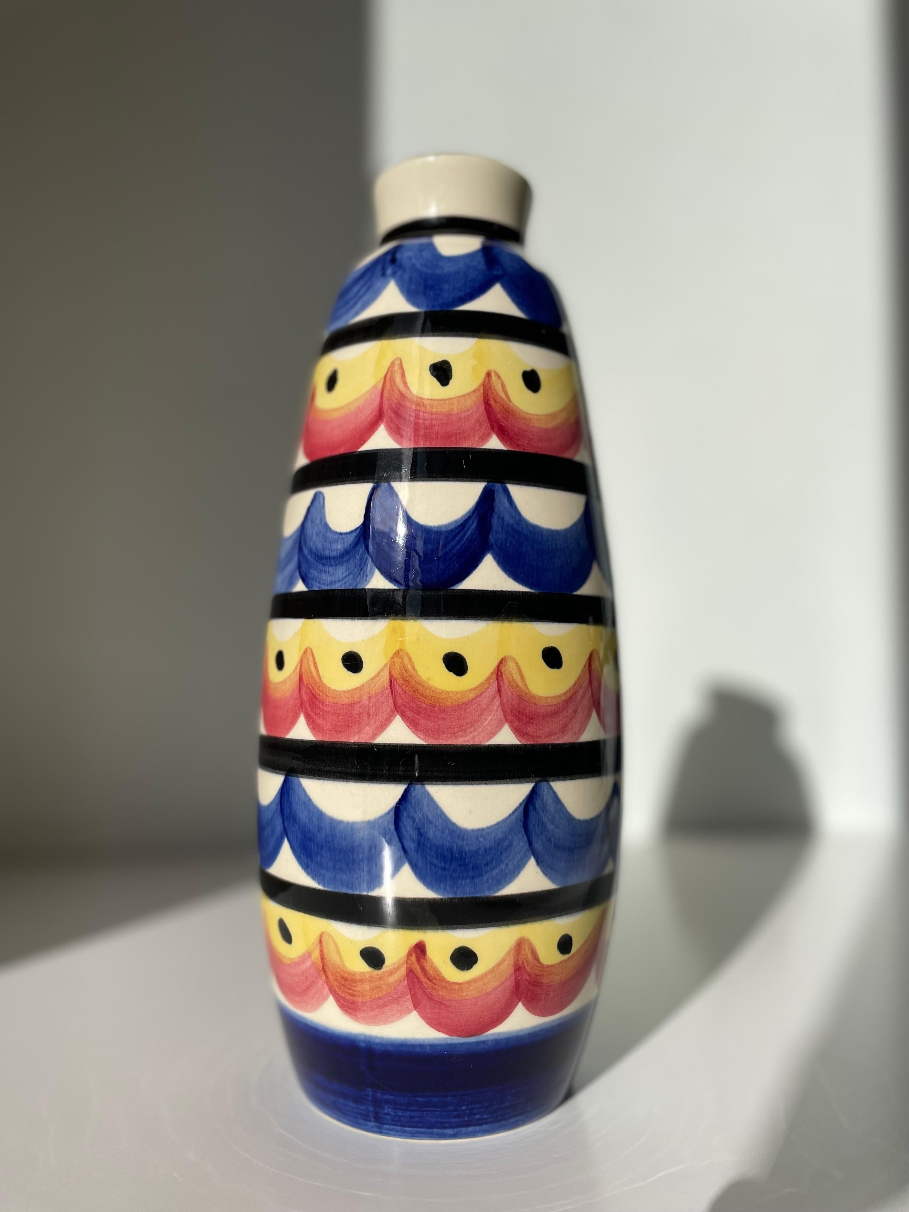 Large Strehla Colorful Maximalist Vase by Strehla, 1970s For Sale 4