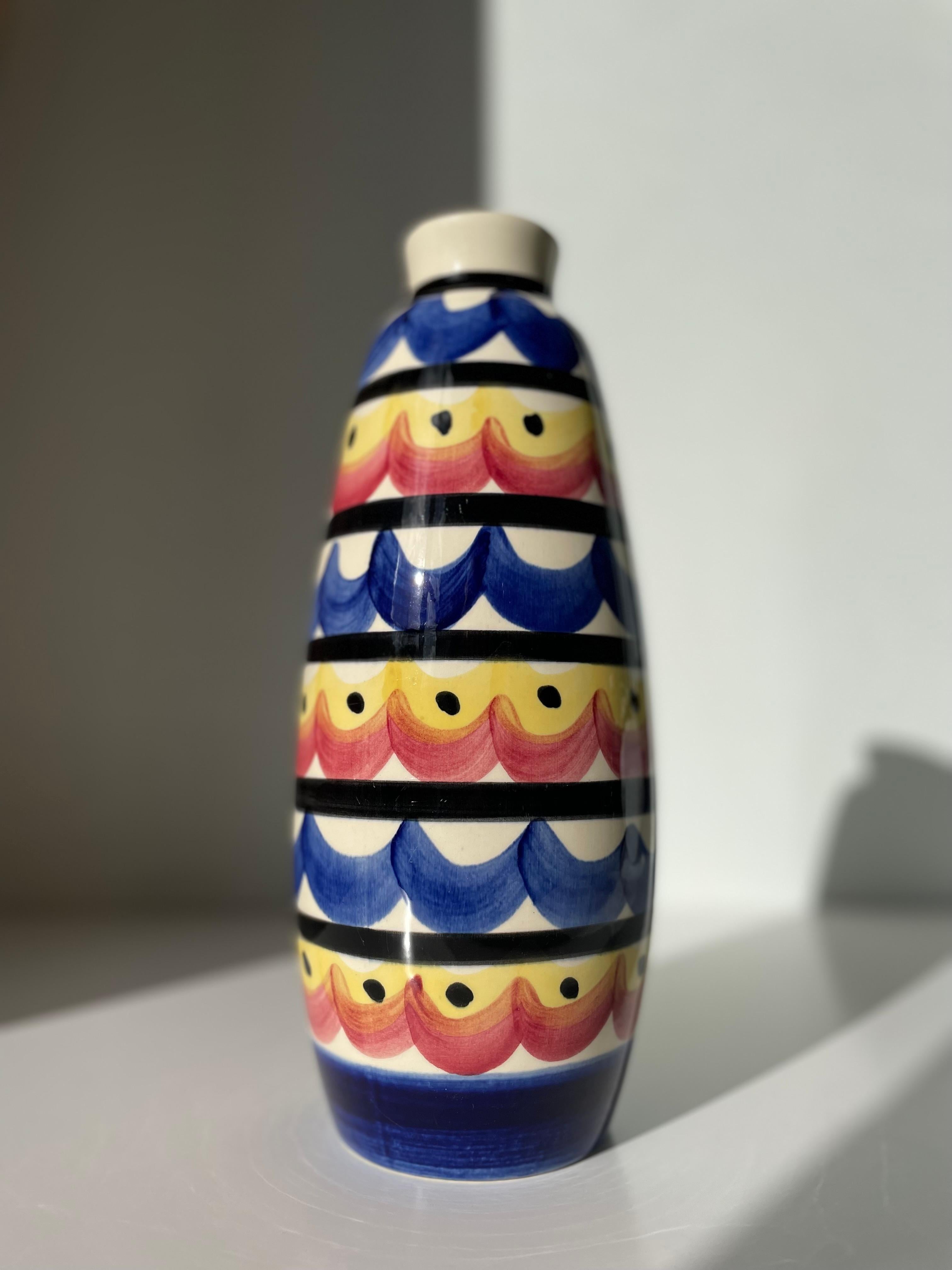 Mid-Century Modern Large Strehla Colorful Maximalist Vase by Strehla, 1970s For Sale