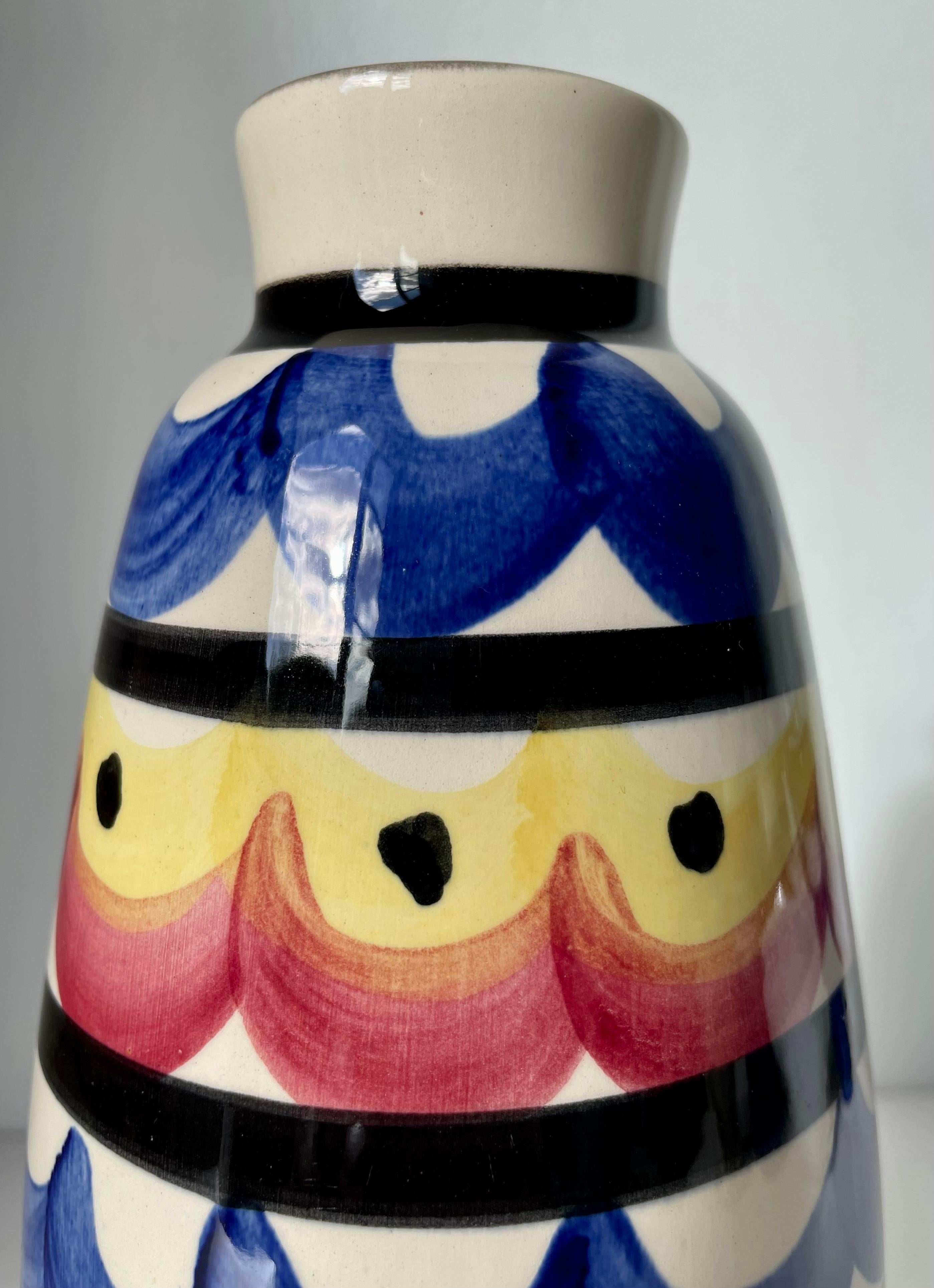 Glazed Large Strehla Colorful Maximalist Vase by Strehla, 1970s For Sale