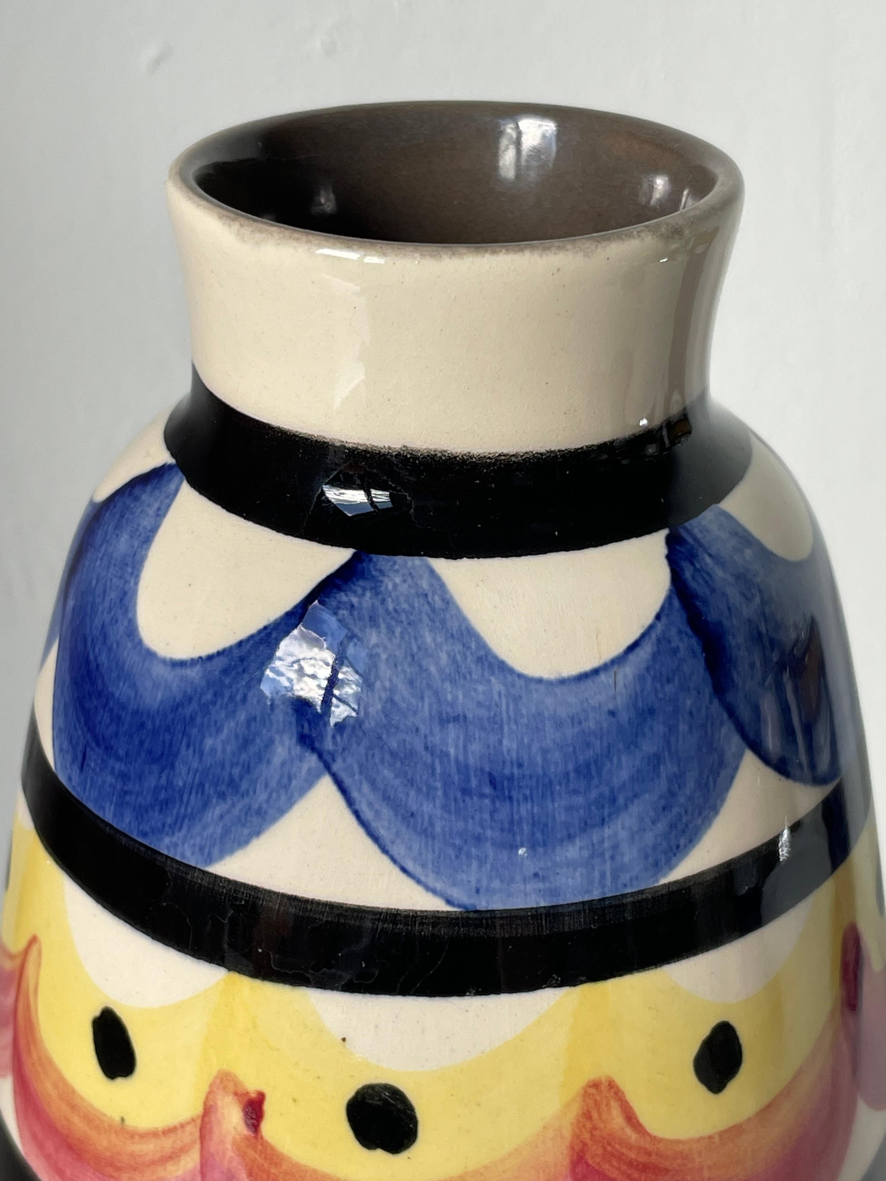 Ceramic Large Strehla Colorful Maximalist Vase by Strehla, 1970s For Sale