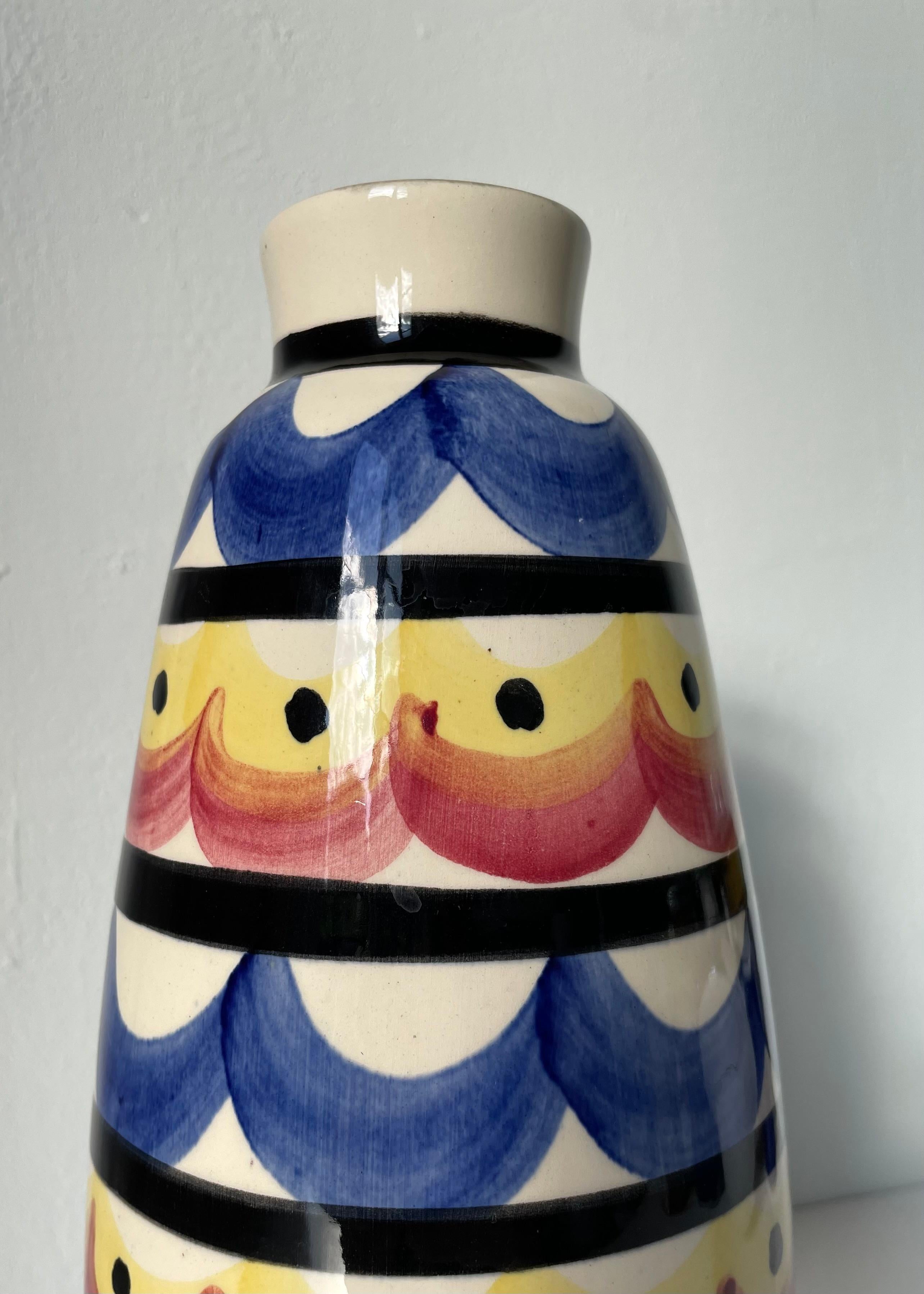 Large Strehla Colorful Maximalist Vase by Strehla, 1970s For Sale 1