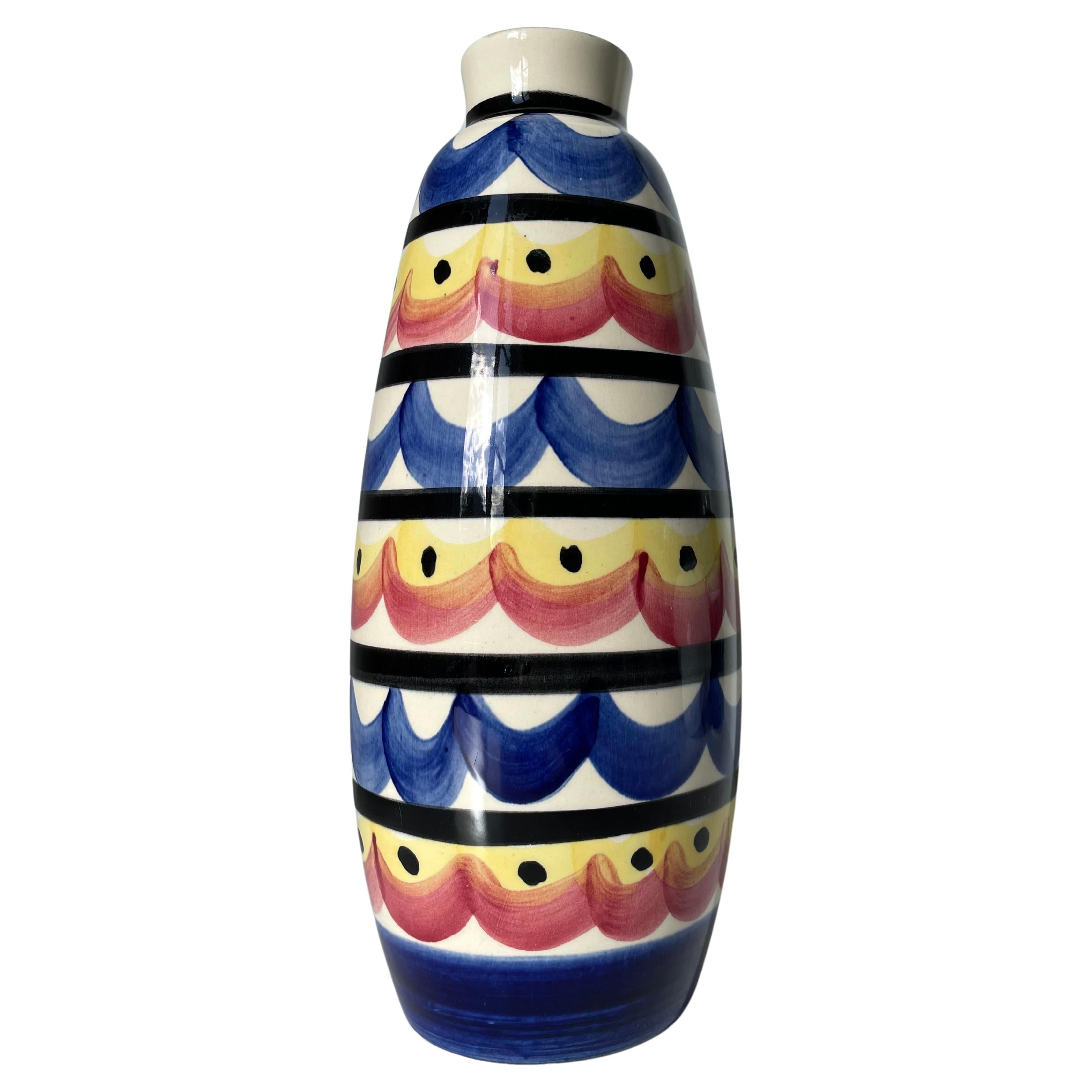 Große farbenfrohe Strehla-Vase im Maximalismus-Stil von Strehla, 1970er Jahre