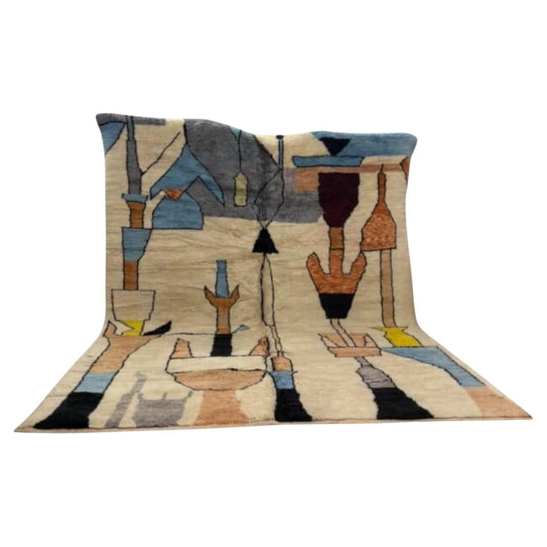 Large Colorful Modern Moroccan Wool Beni M
Rirt Handwoven Rug For Sale