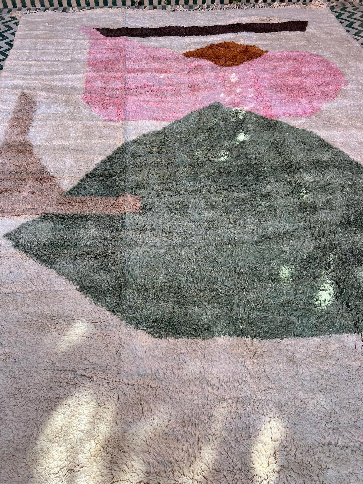 Large Colorful Modern Moroccan Wool Beni M'Rirt Handwoven Rug in Abstract Design For Sale 2