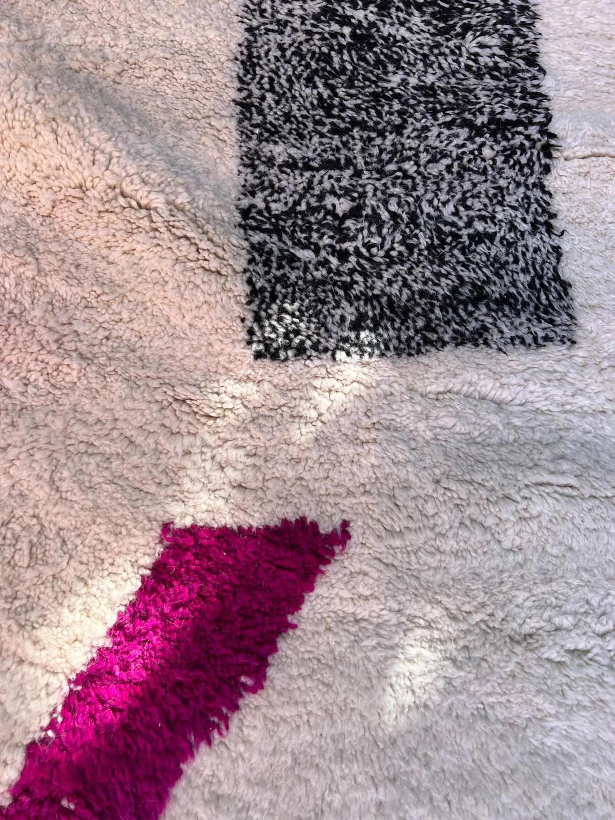 Large Colorful Modern Moroccan Wool Beni M'Rirt Handwoven Rug w/ Abstract Shapes For Sale 2