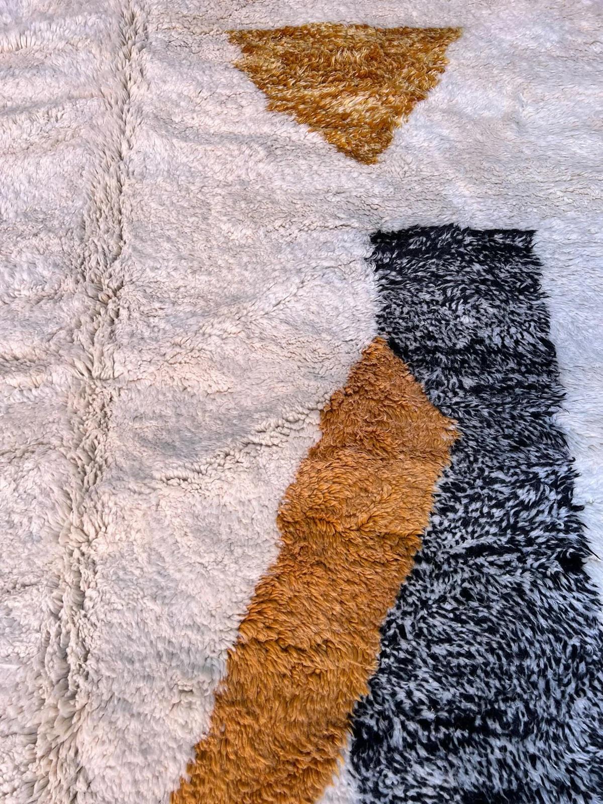 Large Colorful Modern Moroccan Wool Beni M'Rirt Handwoven Rug w/ Abstract Shapes For Sale 3