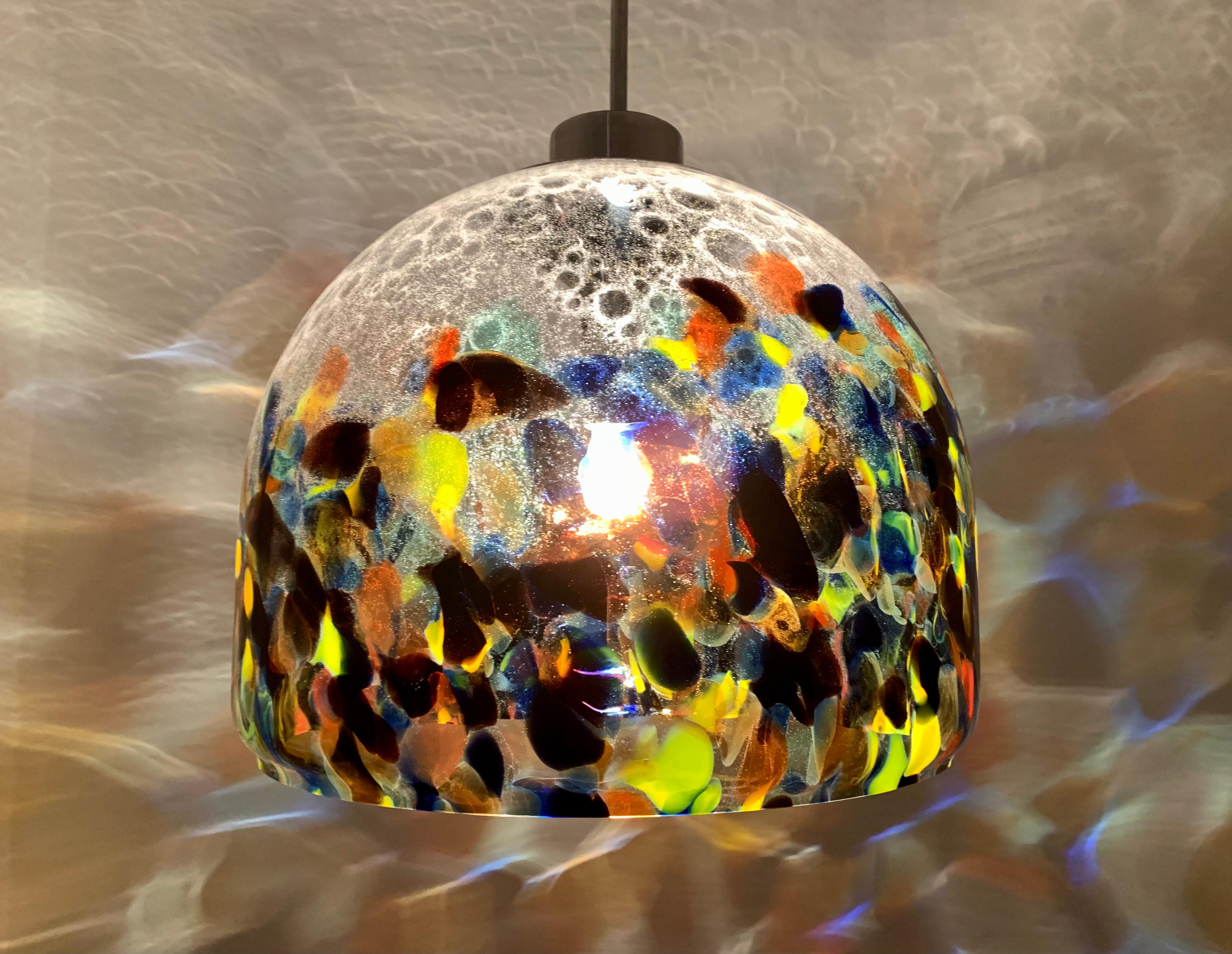 Large Colorful Murano Glass Pendant Lamp For Sale 1