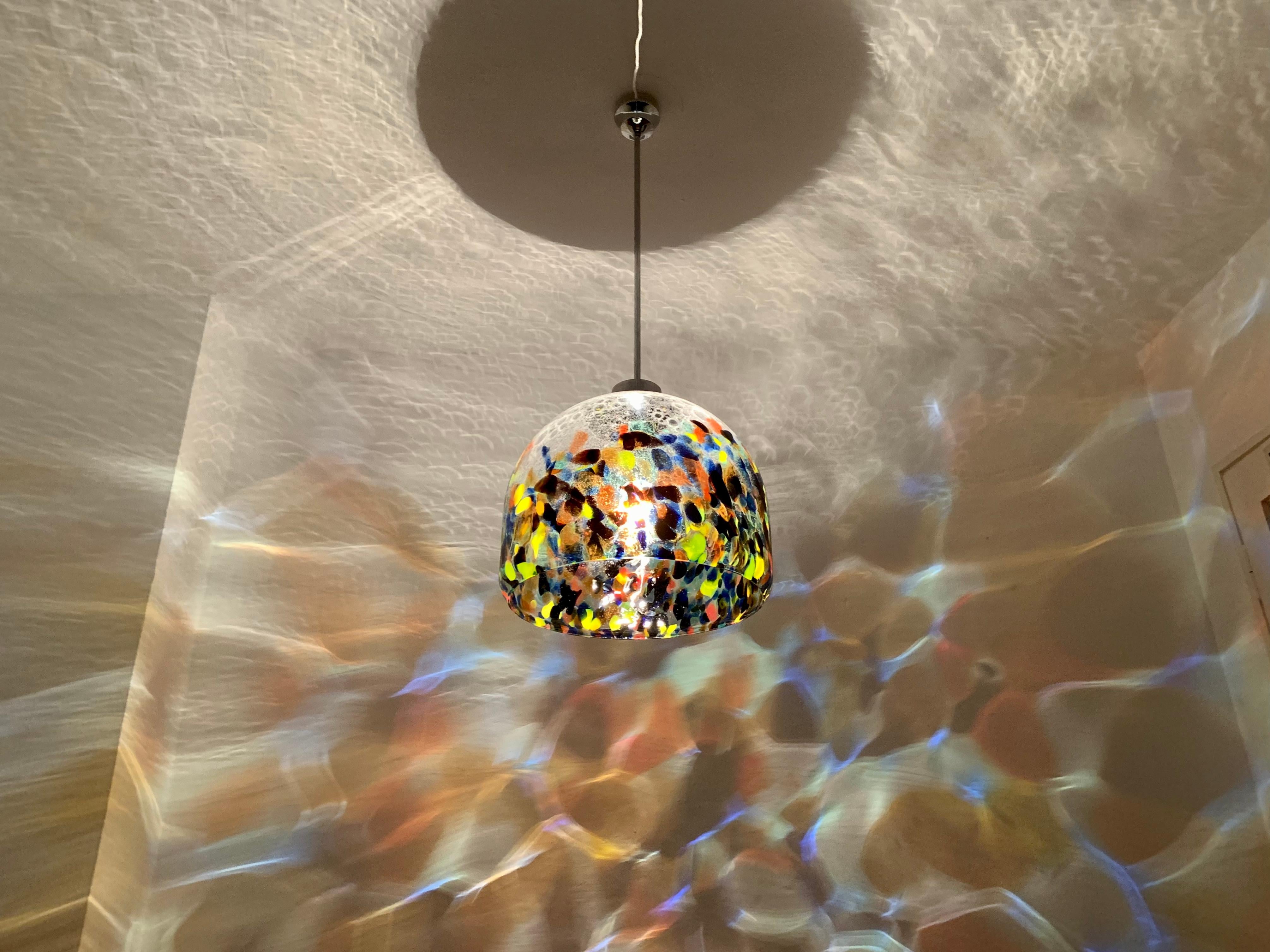 Large Colorful Murano Glass Pendant Lamp For Sale 2