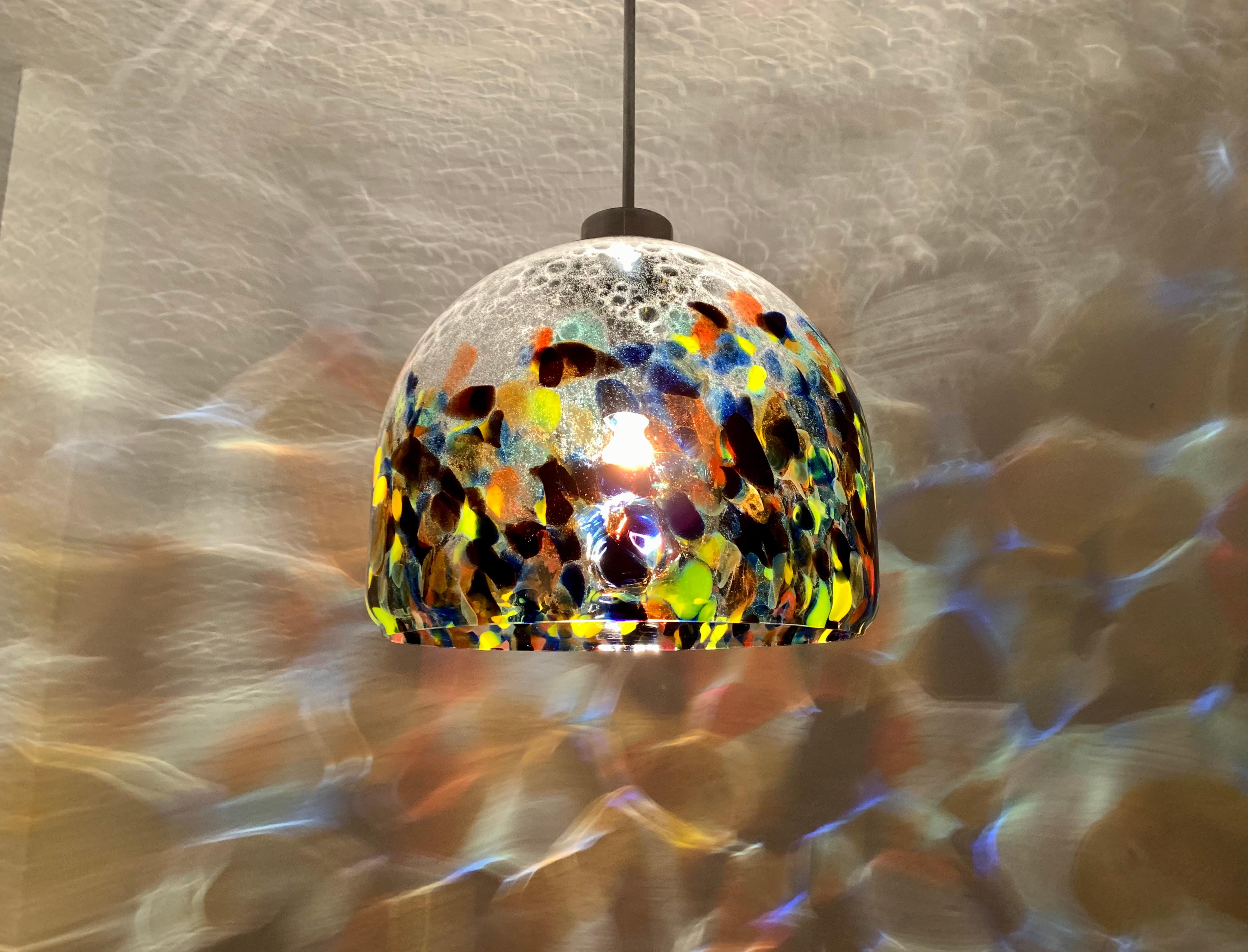 Large Colorful Murano Glass Pendant Lamp For Sale 3