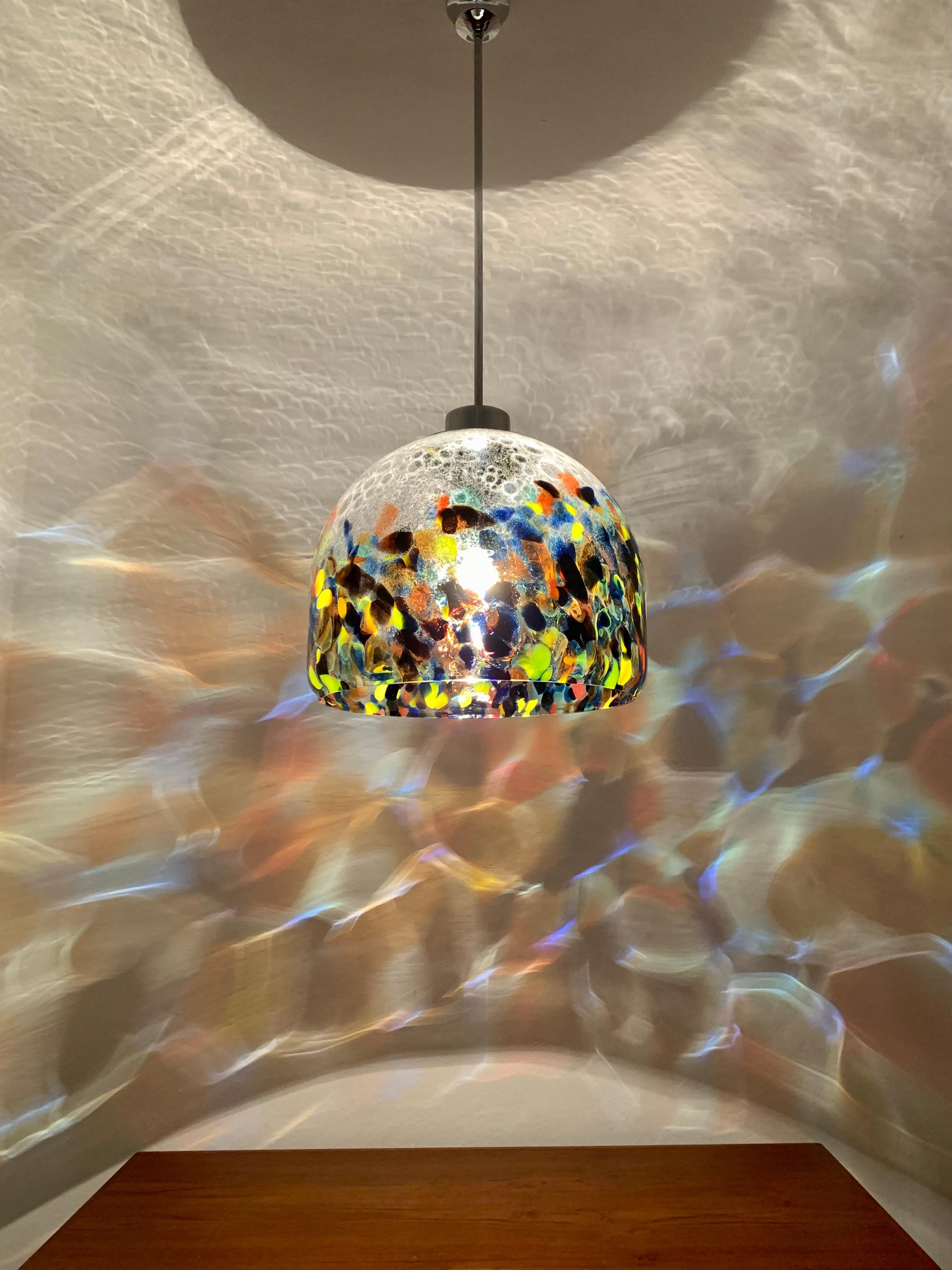 Large Colorful Murano Glass Pendant Lamp For Sale 4