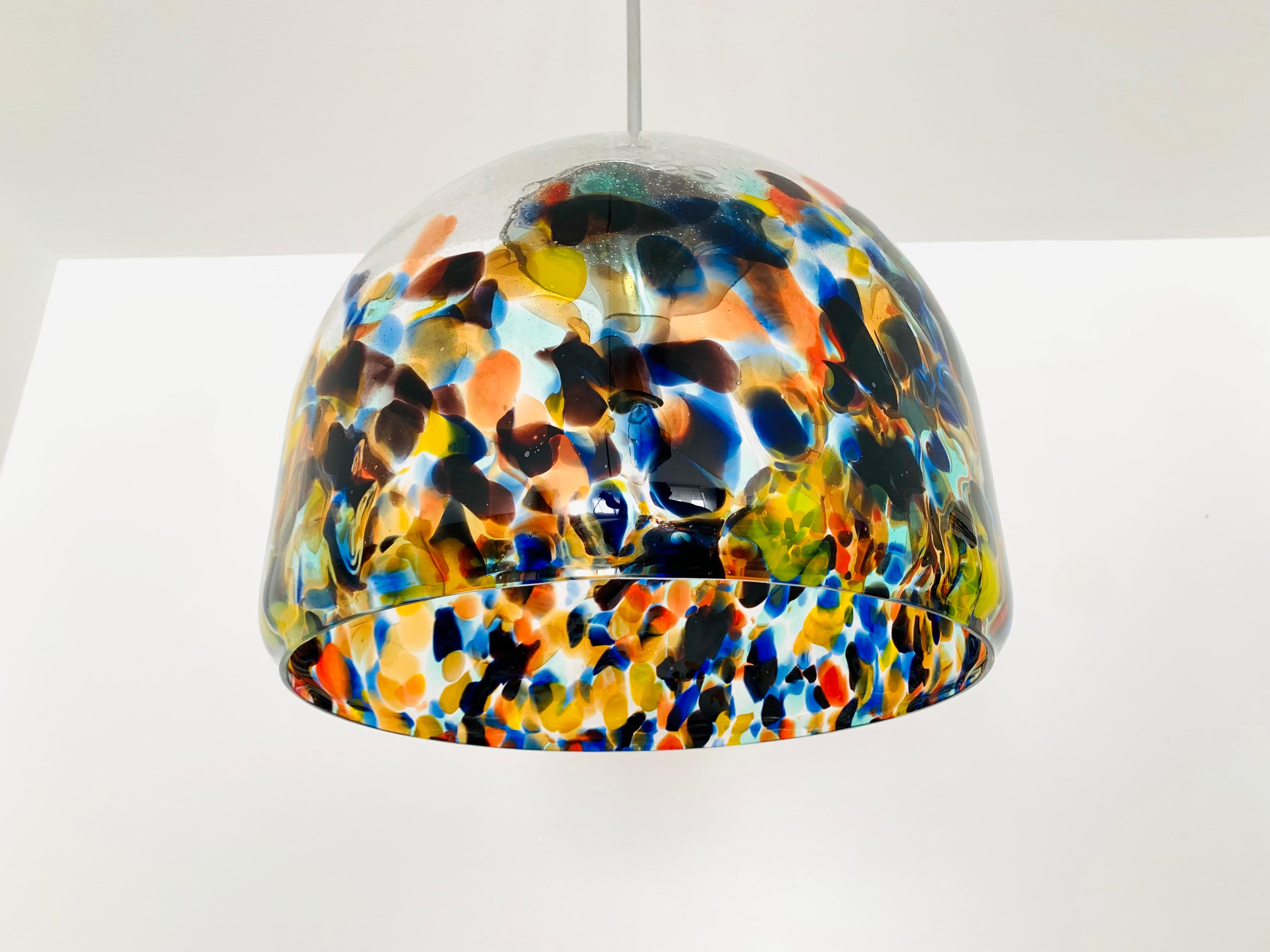 Mid-Century Modern Large Colorful Murano Glass Pendant Lamp For Sale