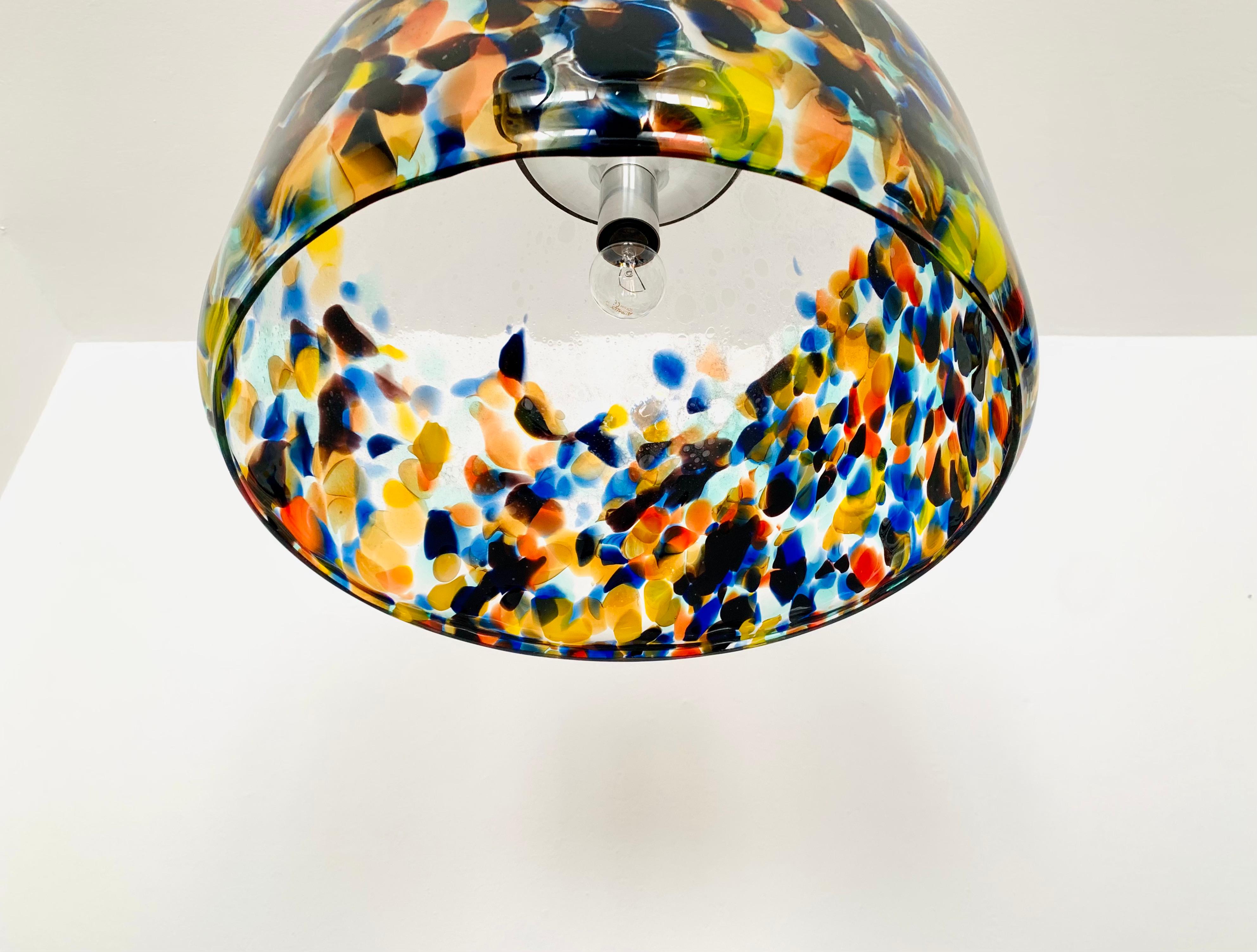 Italian Large Colorful Murano Glass Pendant Lamp For Sale