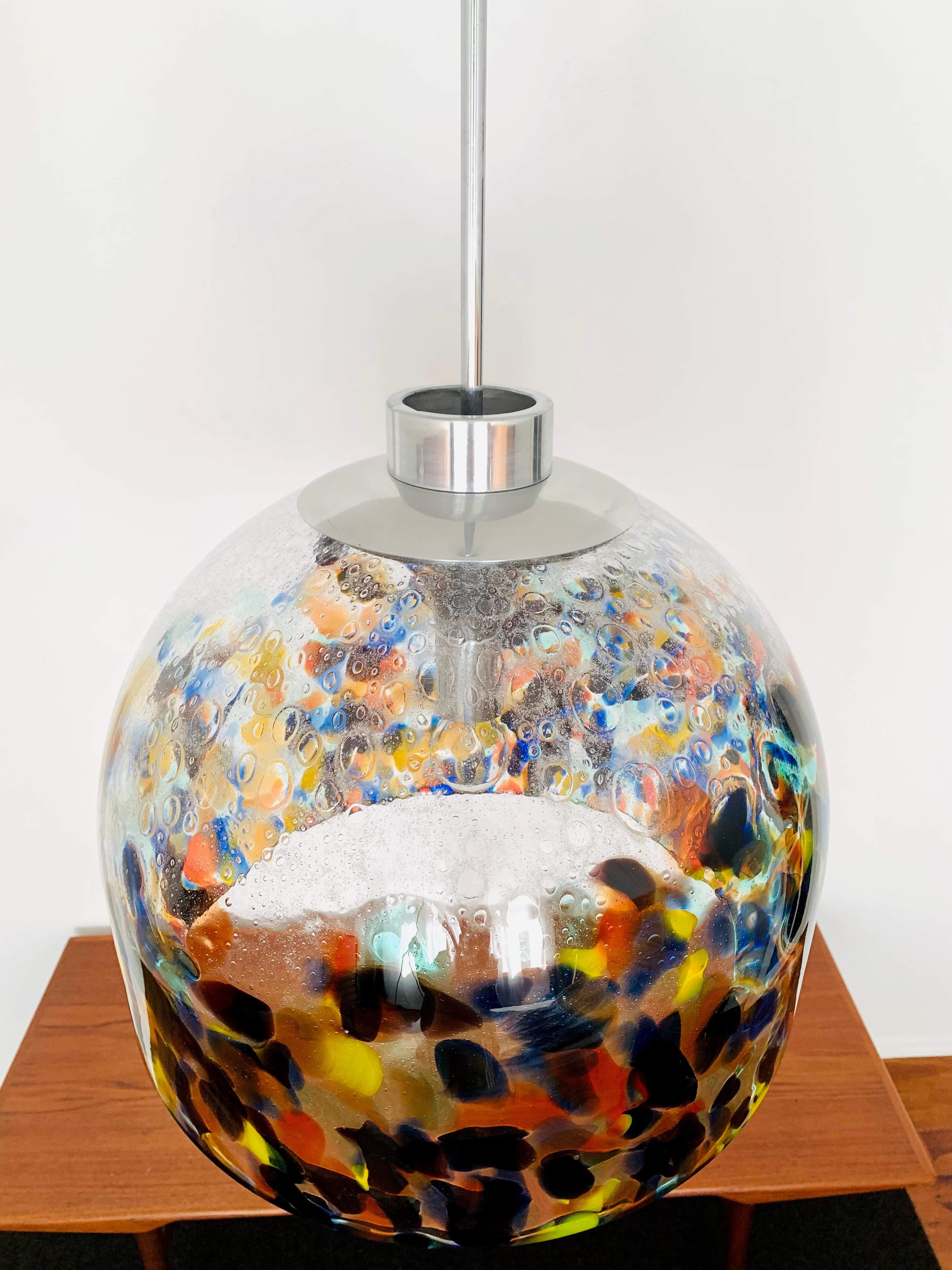 Mid-20th Century Large Colorful Murano Glass Pendant Lamp For Sale