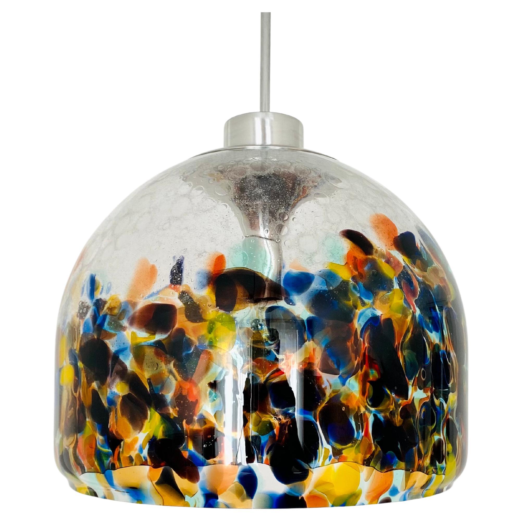 Grande lampe à suspension colorée en verre de Murano