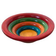 Large Colorful Post-Modern Italian Wooden Bowl by Pietro Manzoni for Vietri