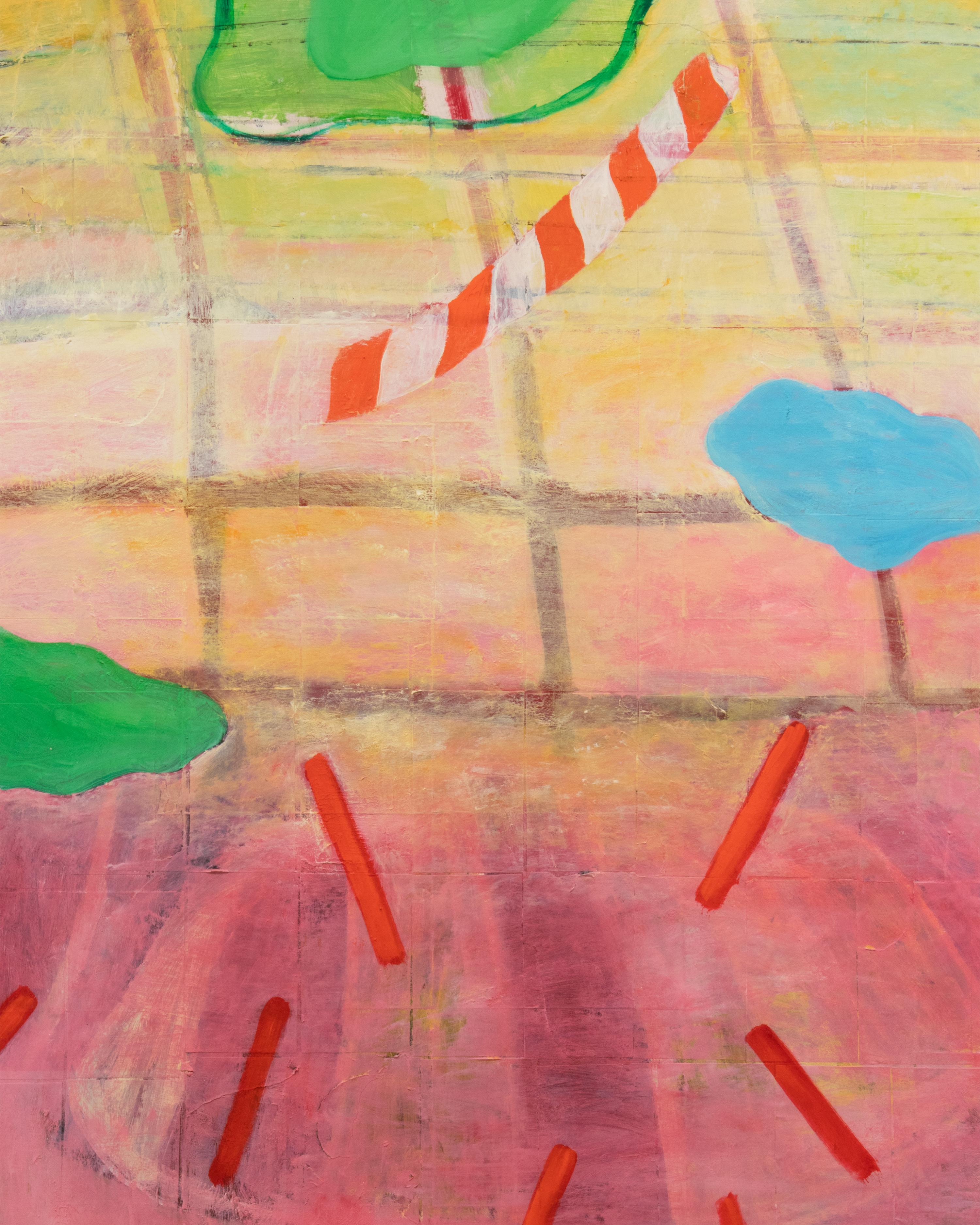Post-Modern Large Colorful Vintage Abstract Mixed Media Painting 4' X 6' For Sale