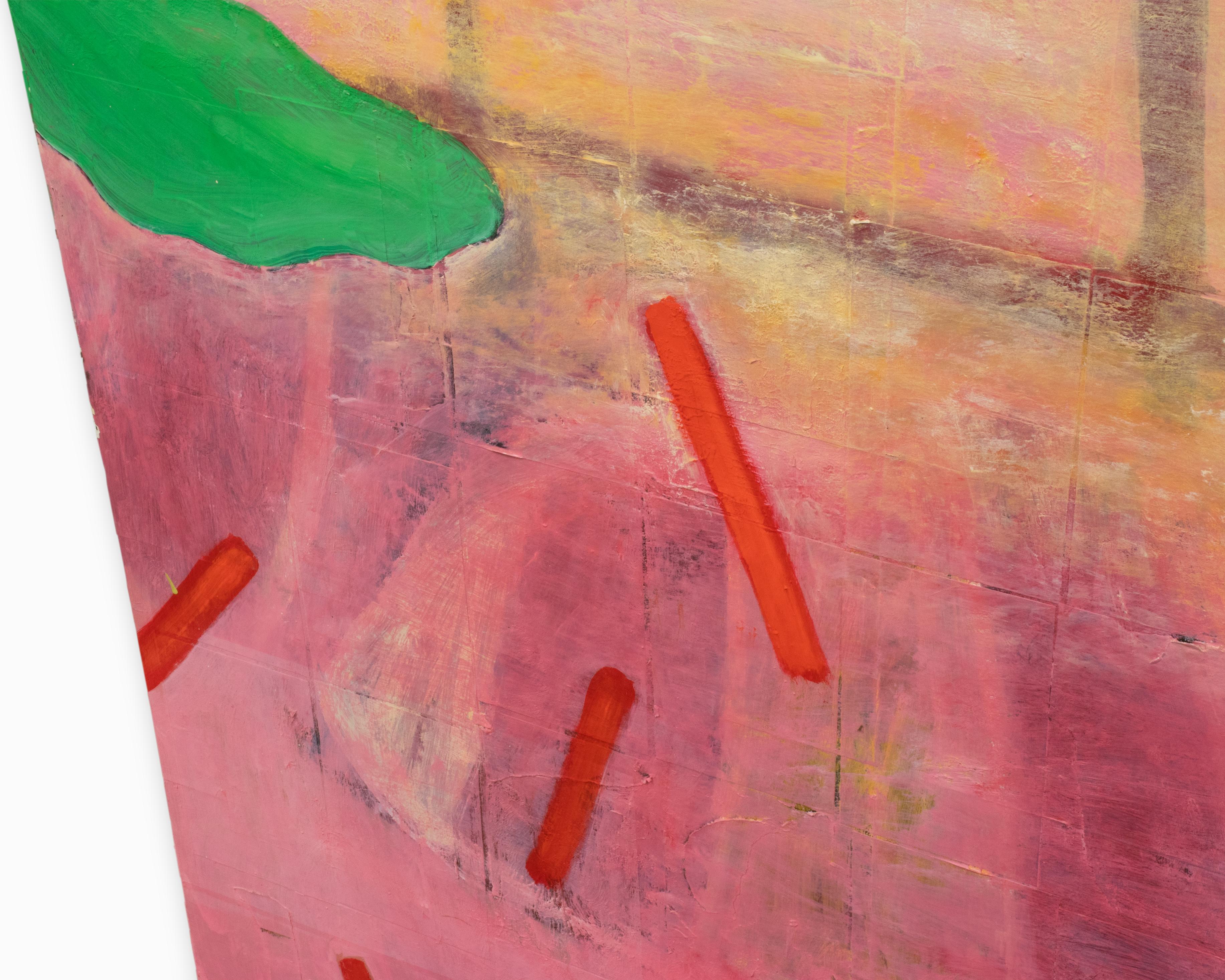 Large Colorful Vintage Abstract Mixed Media Painting 4' X 6' For Sale 1