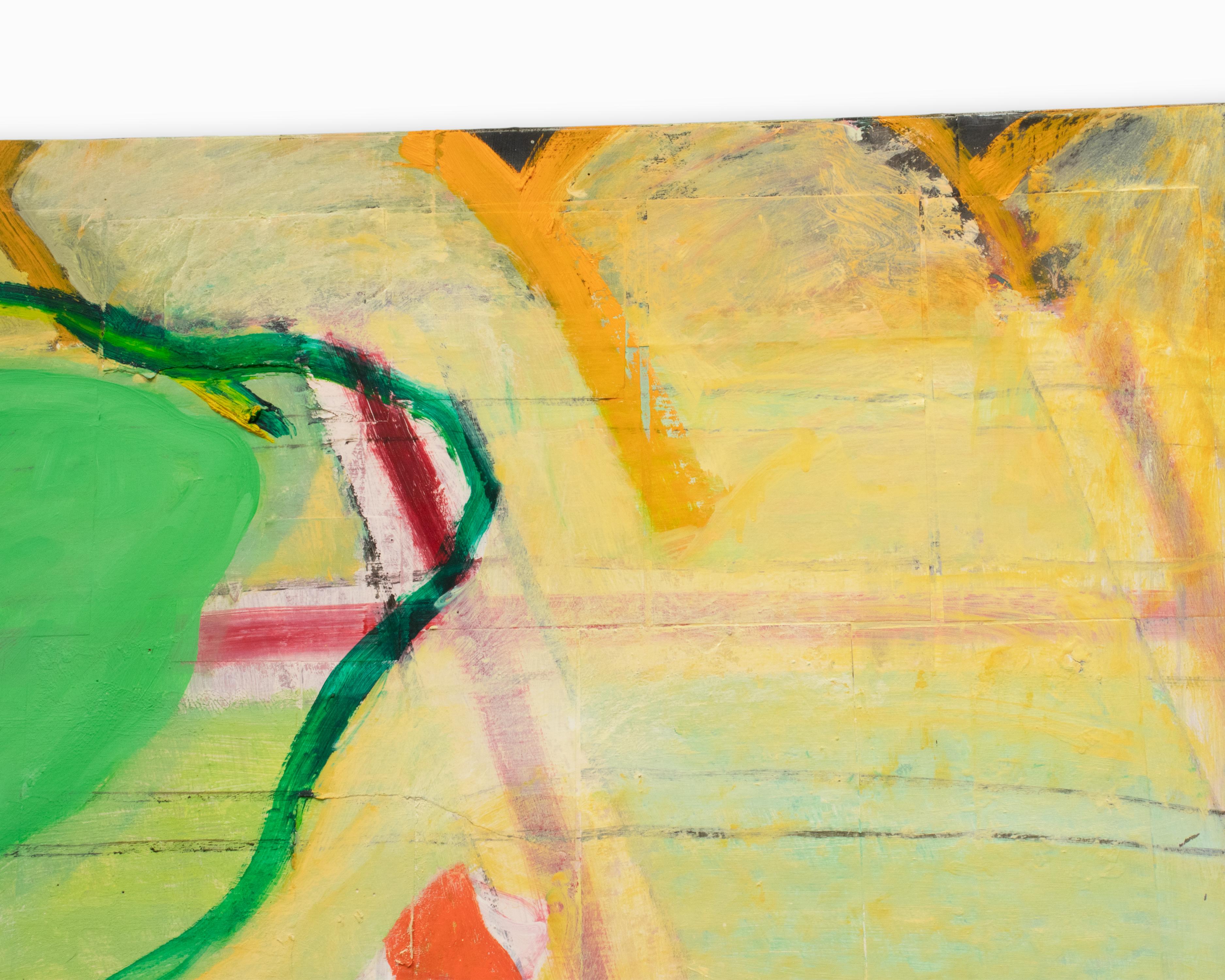 Large Colorful Vintage Abstract Mixed Media Painting 4' X 6' For Sale 3