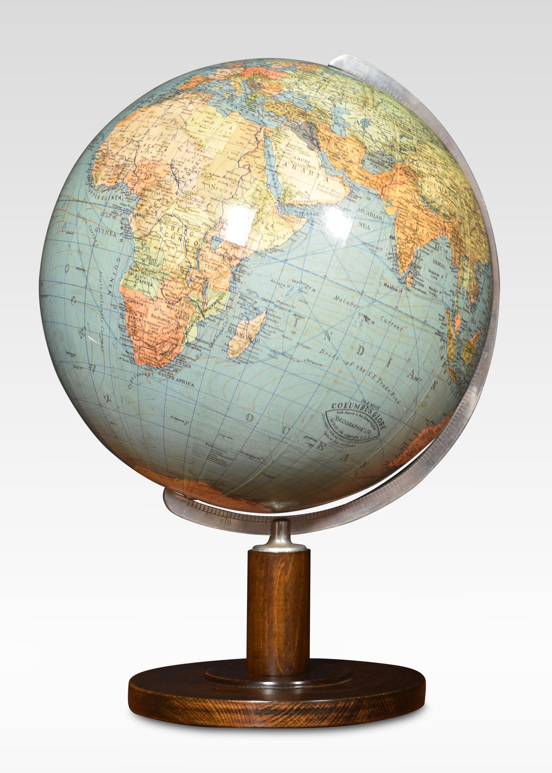 Großer Terrestrial-Kugel Globus aus Columbus (Britisch) im Angebot