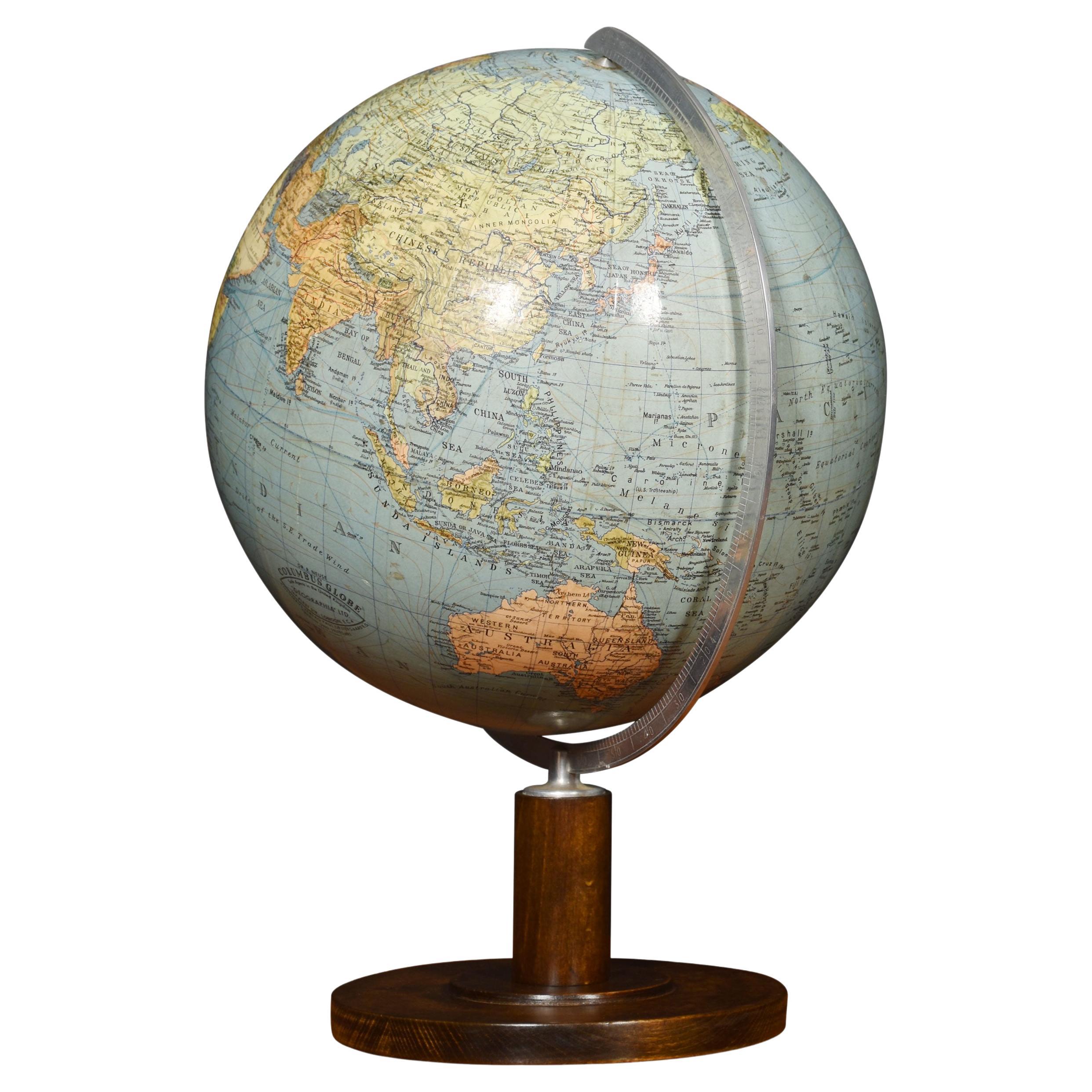 Large Columbus Terrestrial Globe For Sale